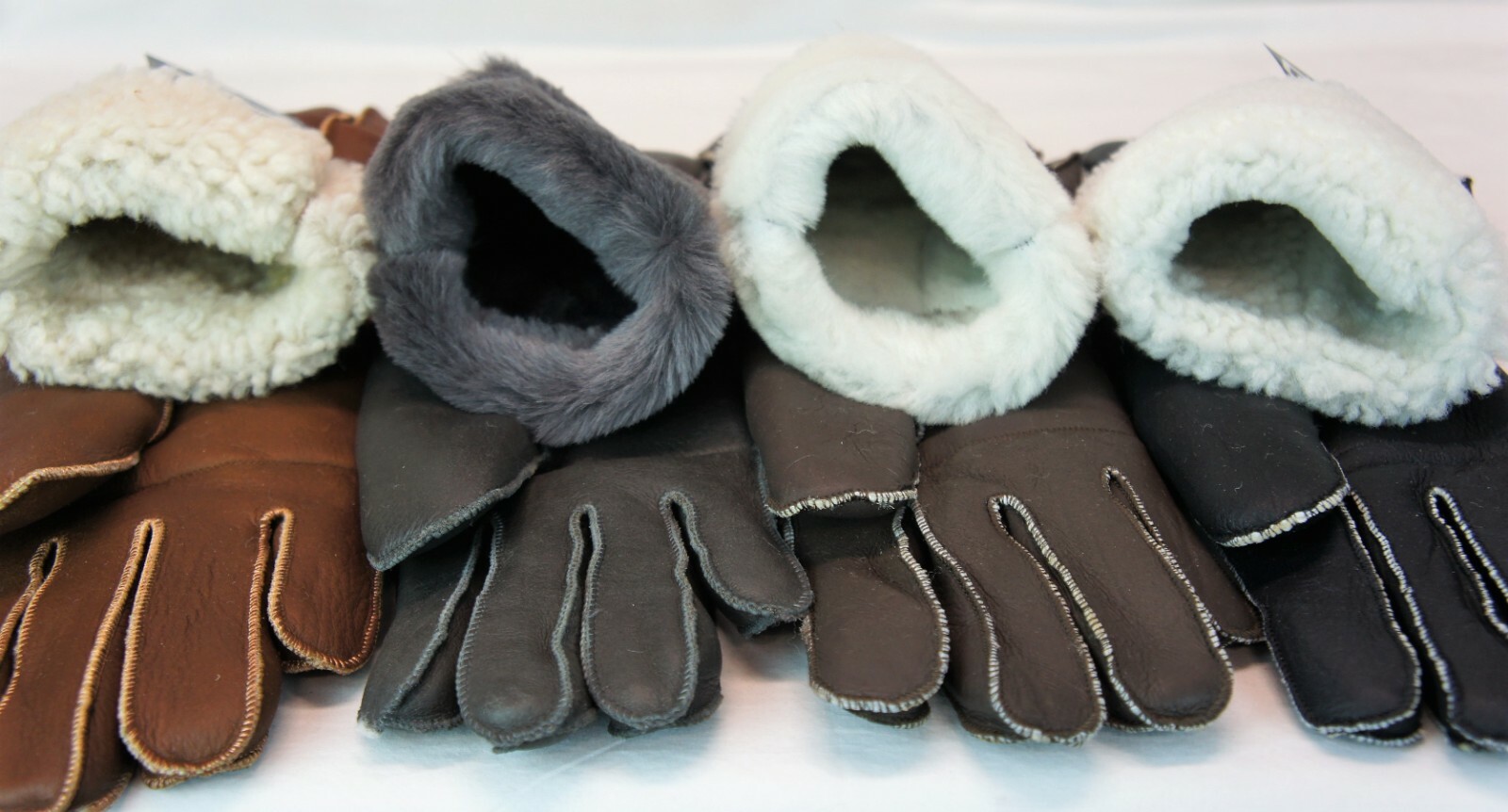 4 COLORS REAL GENUINE SHEEPSKIN SHEARLING LEATHER GLOVES UNISEX Fur Winter S-2XL