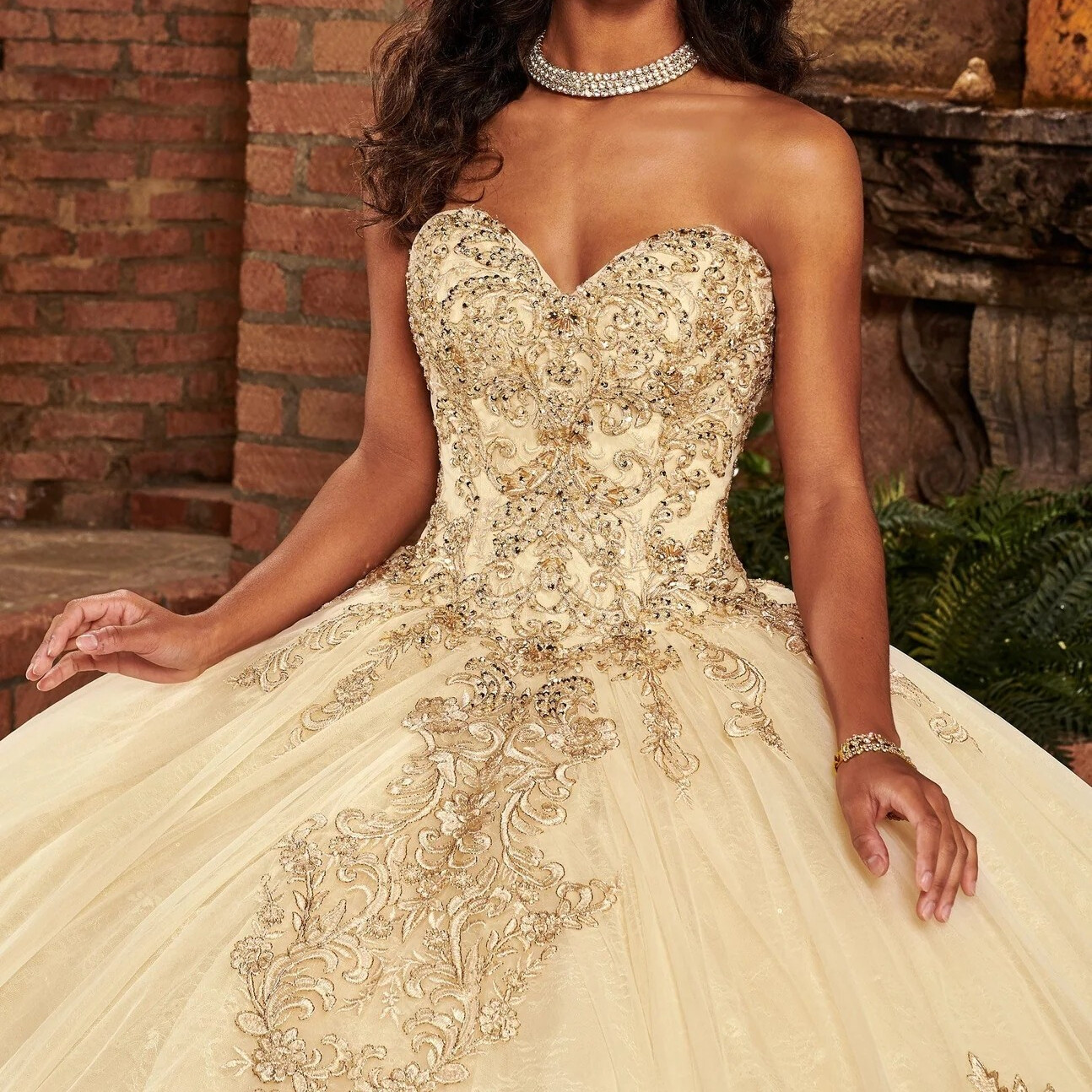 Gold Champagne Off Shoulder Quinceanera Dresses Lace Beaded Ball Gown Prom