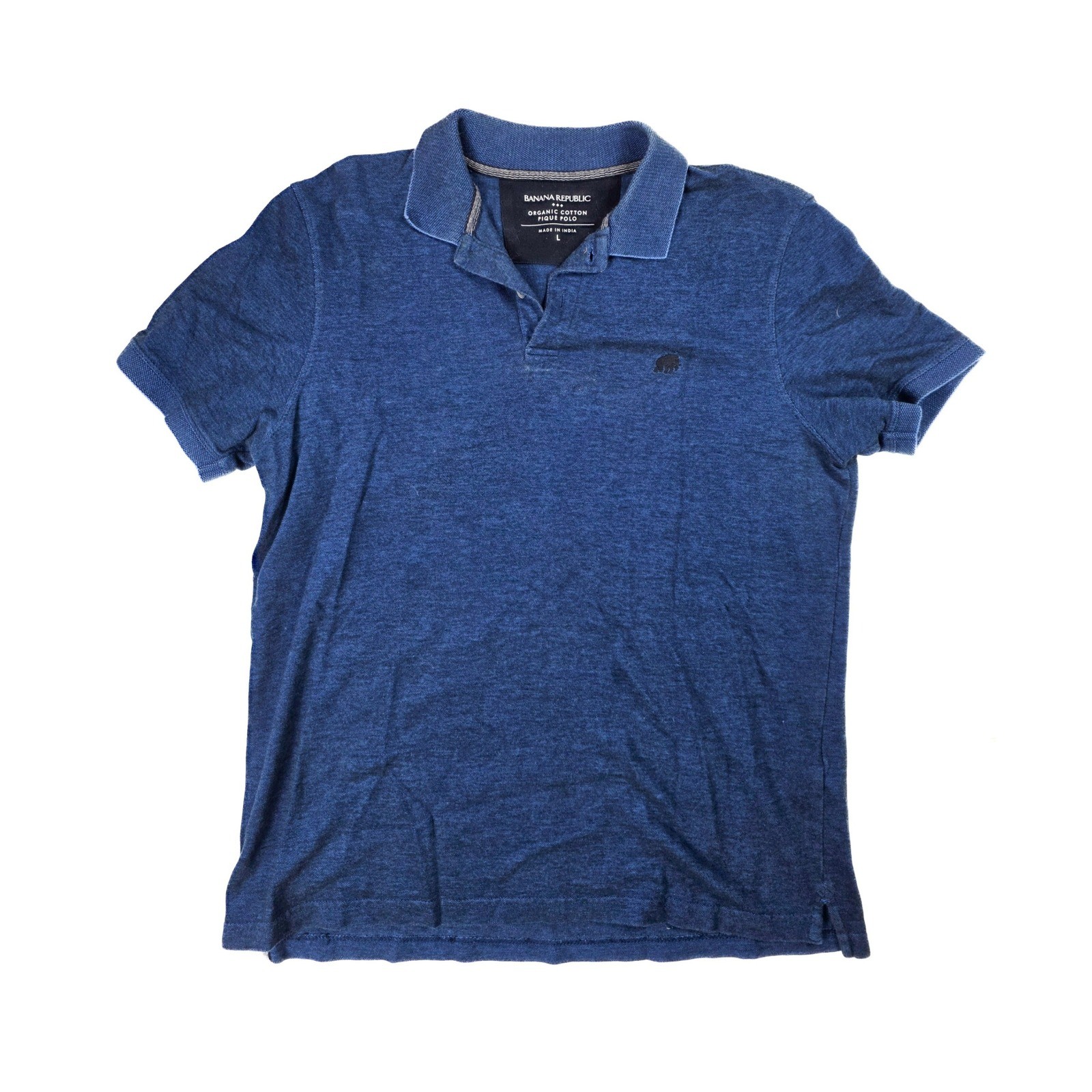 Banana Republic Blue Organic Cotton Elephant Logo Pique Polo Shirt Men’s Size L