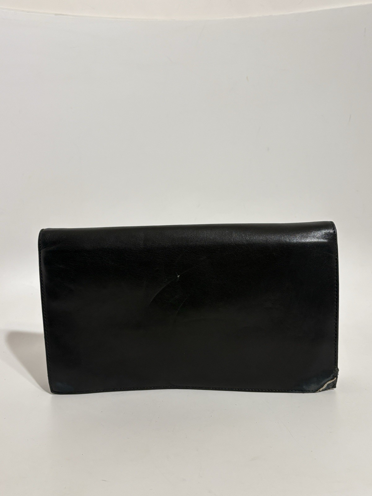 Vtg Gianni Versace 80s Black Leather Tassel Clutch Bag