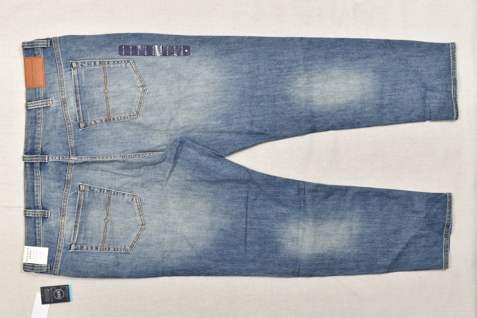NEW Lucky Brand 411 Athletic Taper Men’s Hana 37.5 44×32 Stretch Blue Denim Jean