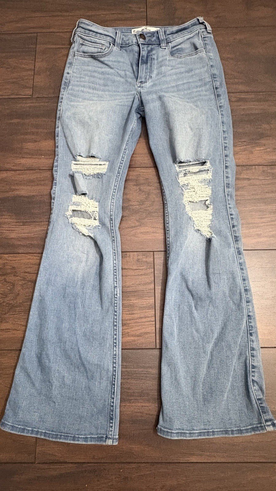 Hollister Curvy Mid Rise Bootcut Jeans Women’s 6R Light Wash Distressed Stretch