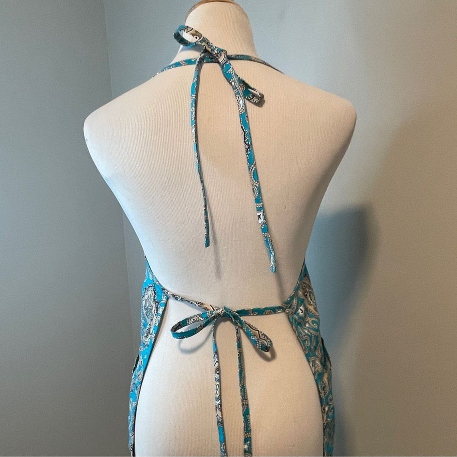 Vera Bradley Turquoise and White Paisley Cotton Apron