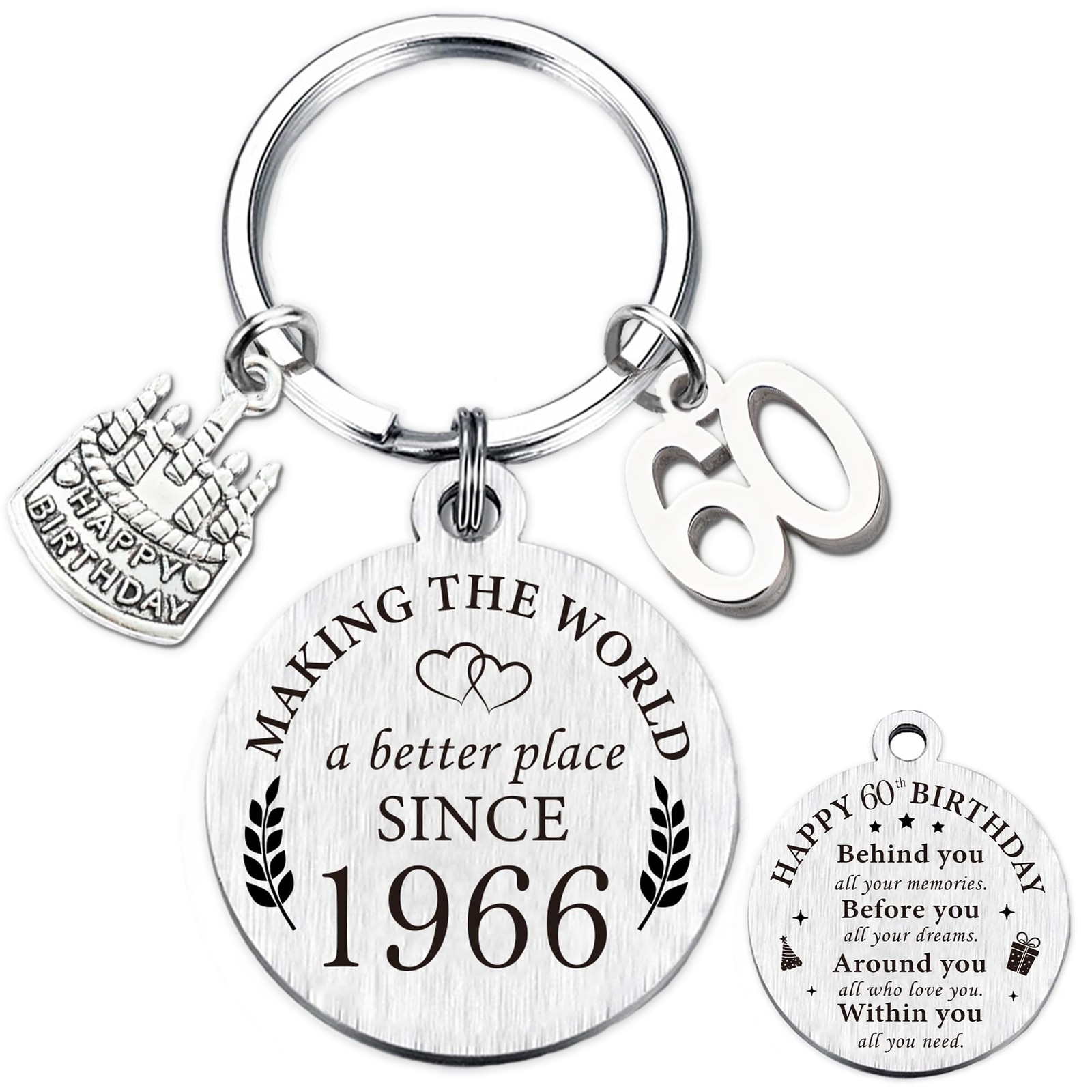 Happy Birthday Gifts for Women Men – 30th 40th 50th 60th Keychain with Cake C