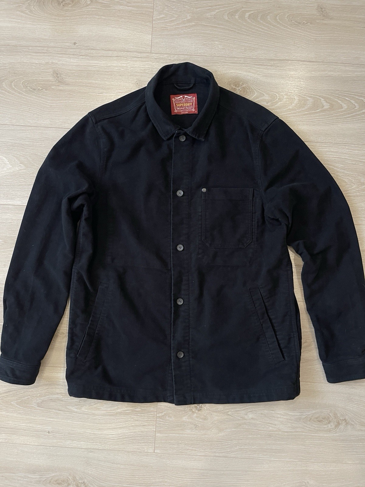 Superdry Merchant Store Moleskin Heavyweight Overshirt Jacket Black Size M