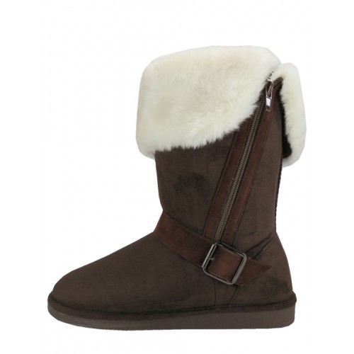 Womens Faux Suede Plush Boots Black Brown Chestnut Gray 6 7 8 9