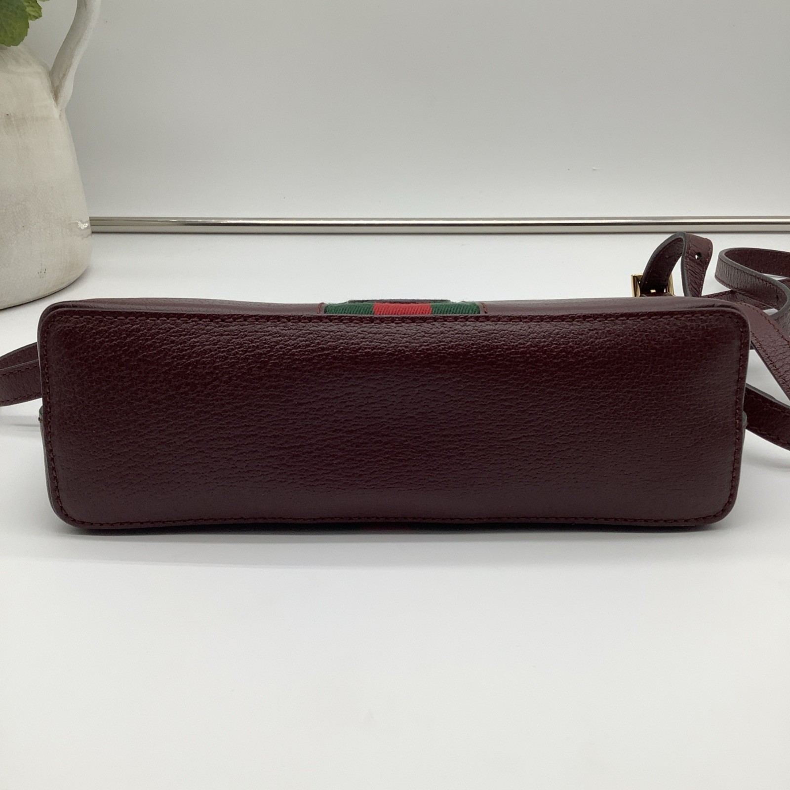 GUCCI Ophidia Dome Small Gold Maroon Leather Shoulder Bag Handbag Purse