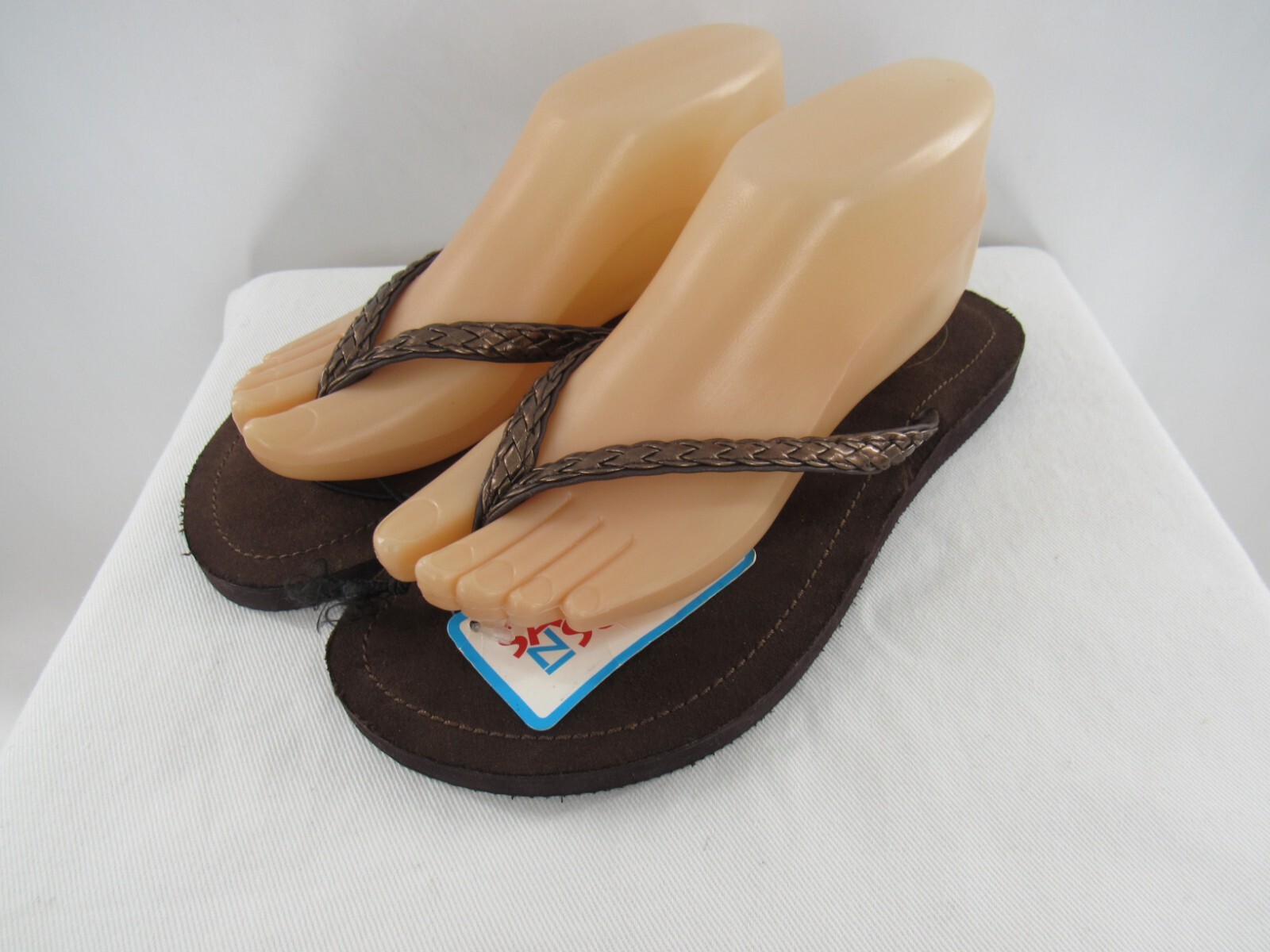 Women’s Sand N Sun Flat Sandal Brown Bronze Metallic Size 7-8: Brand New
