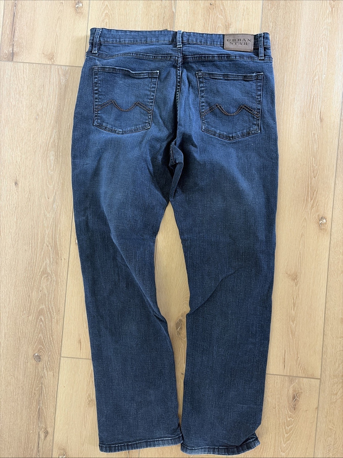 Urban Star Men’s Stretch Relaxed Fit Straight Leg Premium Blue Size 38×32