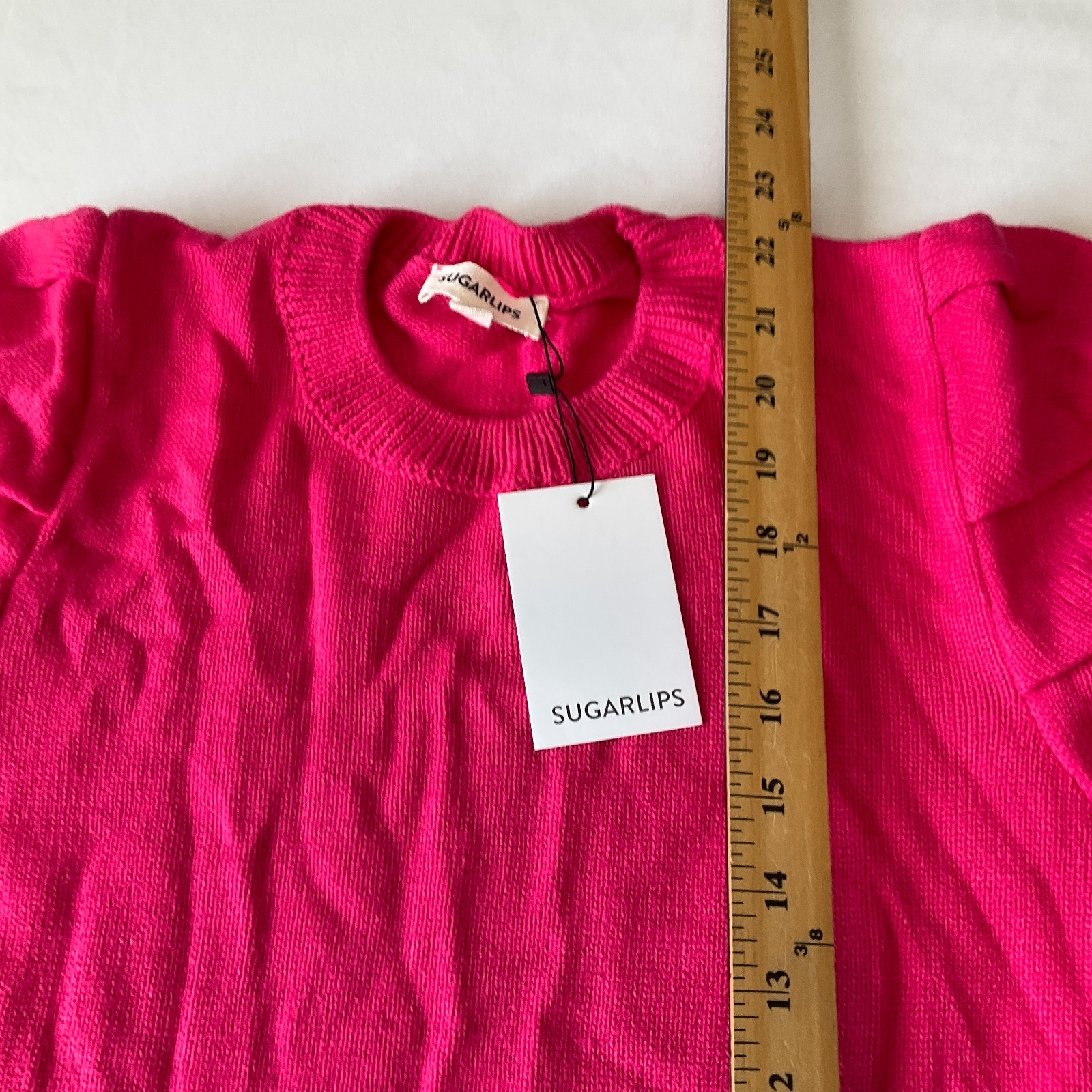Sugarlips Pullover Sweater Womens Size M Pink Long Sleeve Stretch Knit