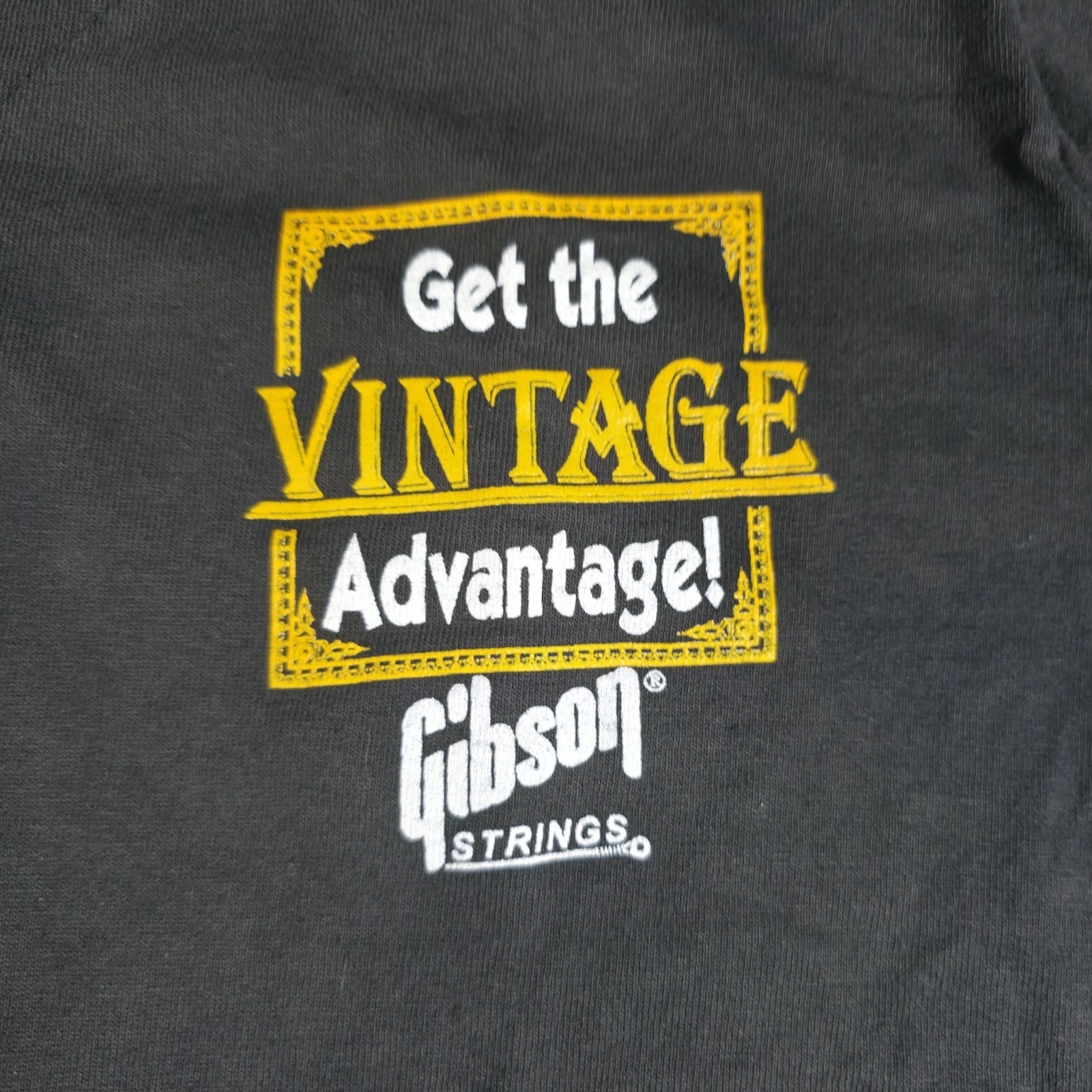 Vintage Gibson Strings Button Front Shirt Signal Sports USA Black Mens M