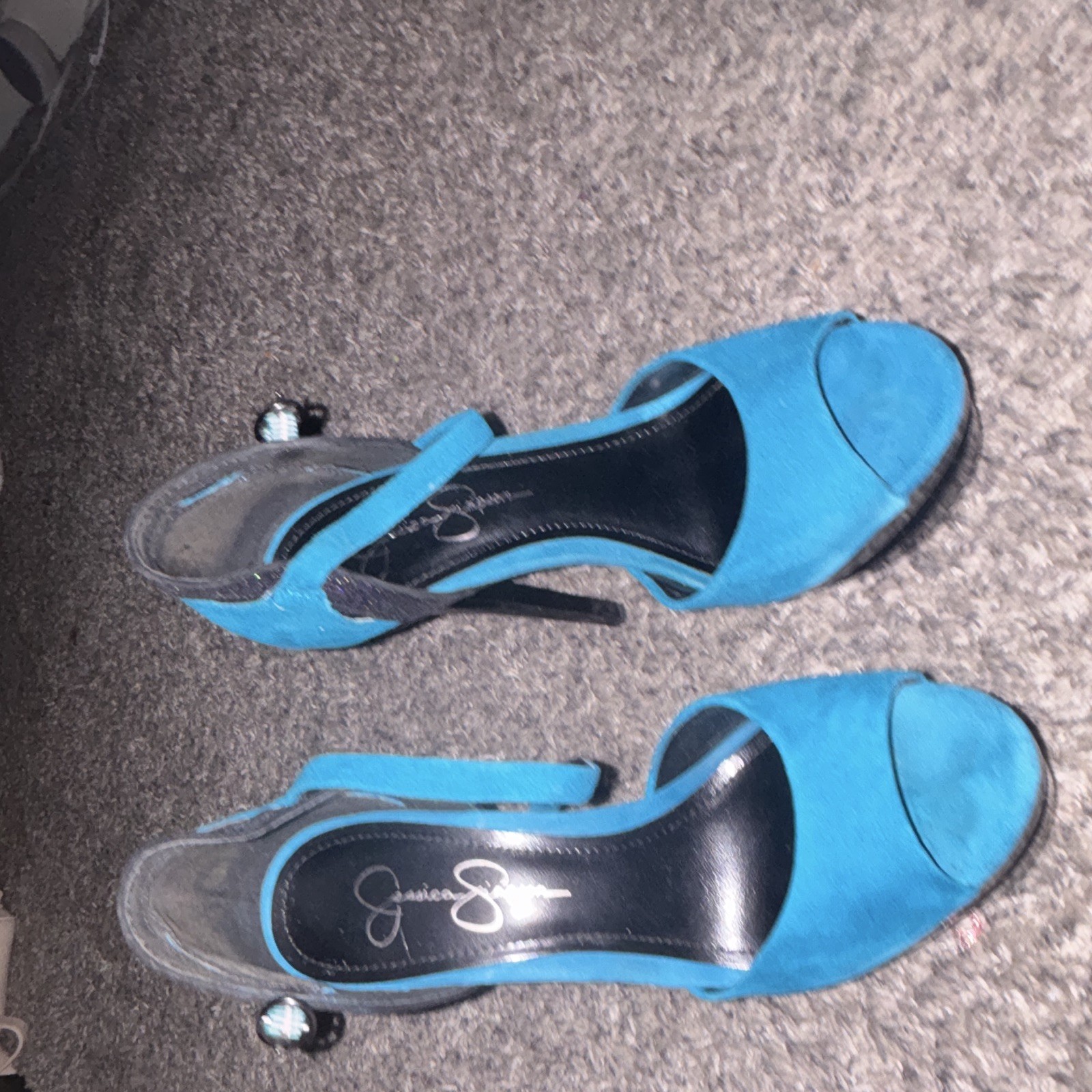 Jessica Simpson Teal Blue Suede Heels Women’s Size 8M