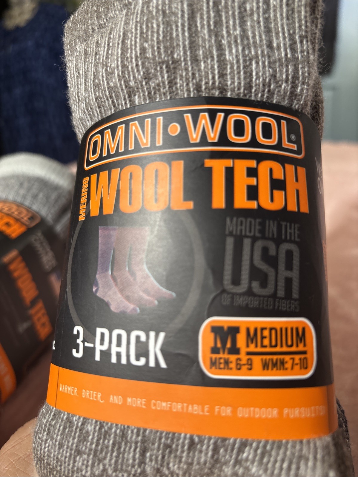 Omniwool 3-Pack Wool Tech Hiking Socks Size Medium NWT Lot Of 2 Packs.