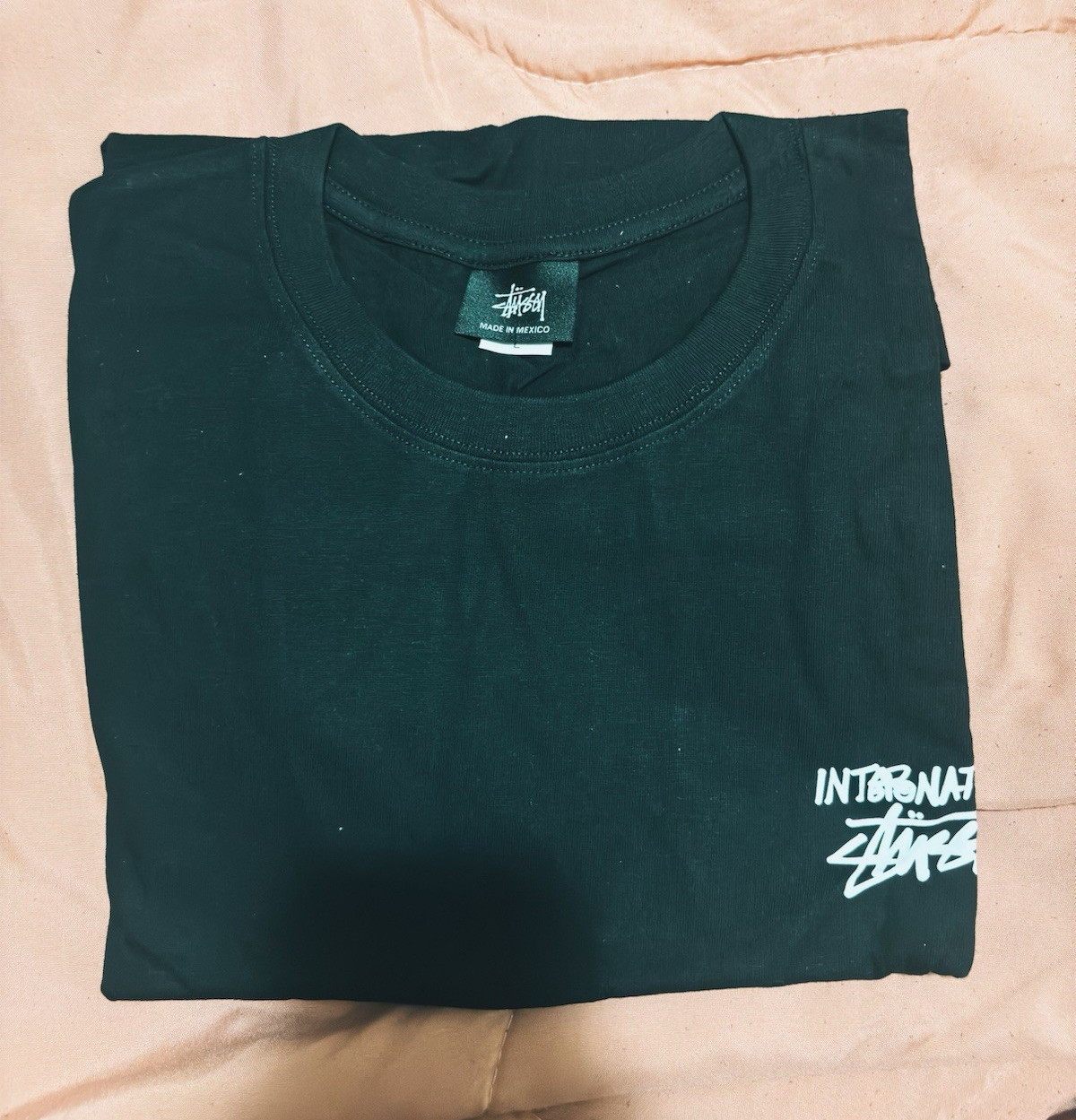 Stussy Men’s Black Graphic Logo Crew Neck Short Sleeve T-Shirt, Size L Regular
