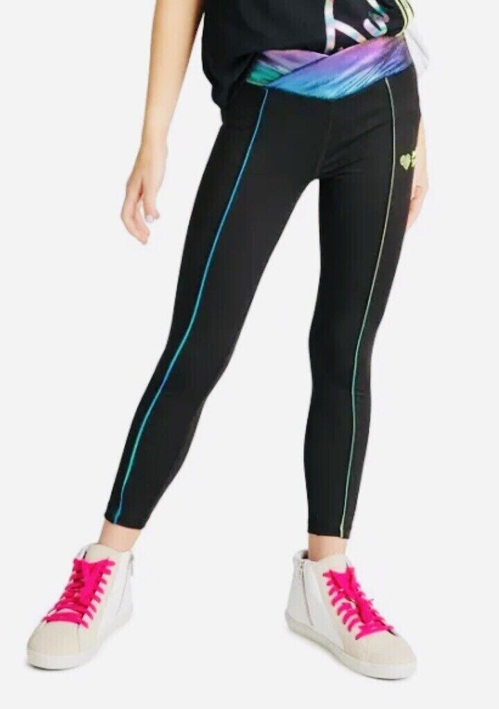 Girl’s Justice J Sport Cross Black Active Leggings Size L 12/14 NWT