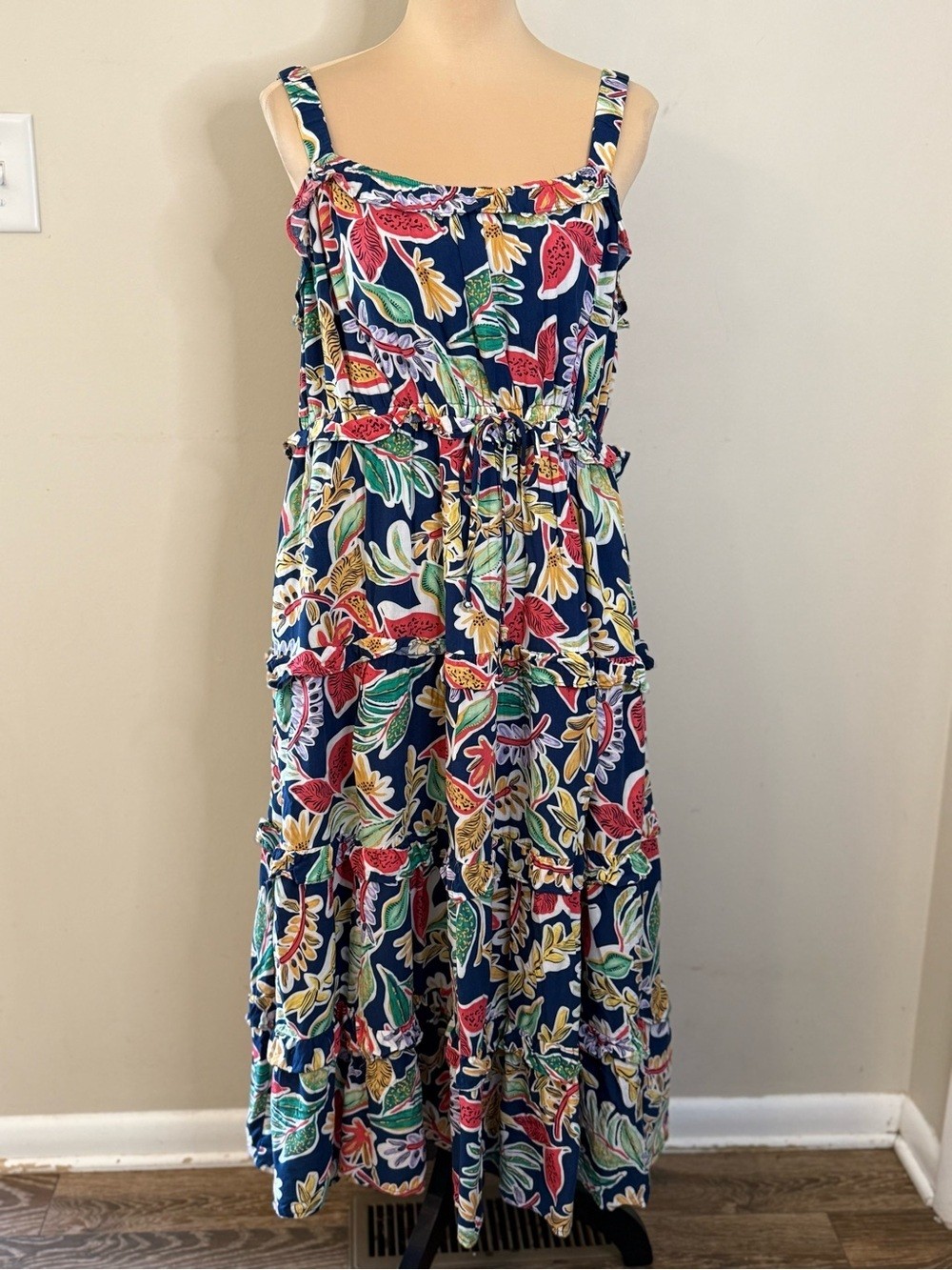 Davi & Dani tropical floral sleeveless maxi sundress SZ 1X
