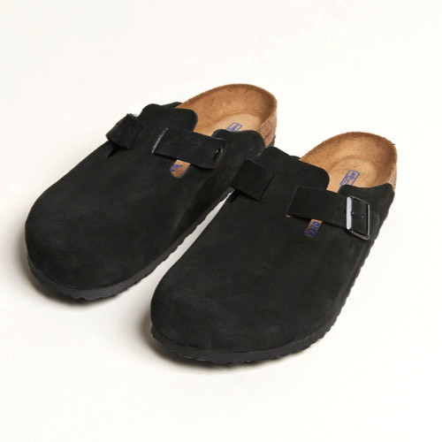 Birkenstock Boston Suede Leather Soft Footbed Taupe/Black/Mocha/Clog Sandals
