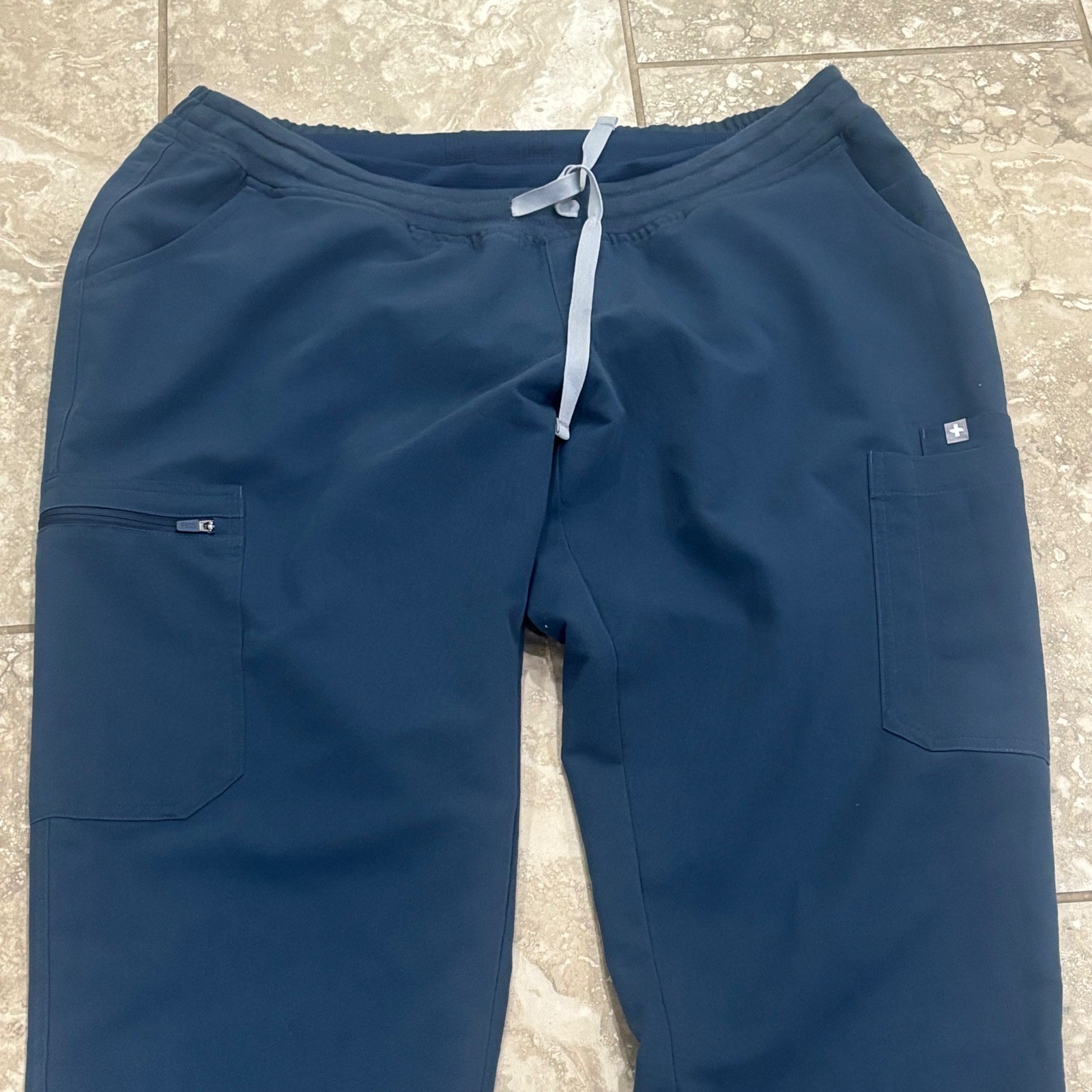 FIGS Yola Maternity Scrub Pants Navy Blue Cargo Straight Leg W22SW2033 Large