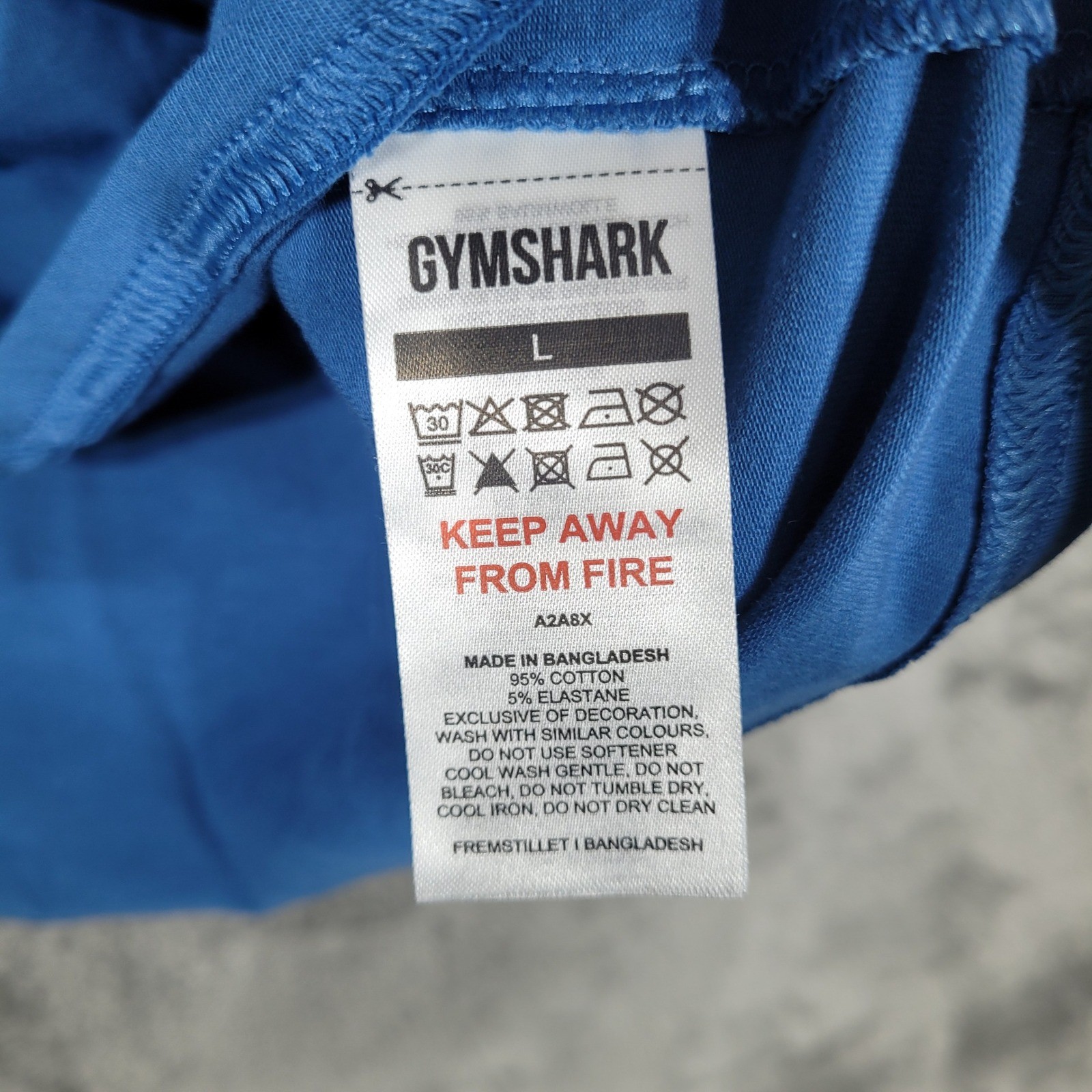 Gymshark Tank Top Mens Large Blue Stringer Racerback Graphic Logo Cotton Blend