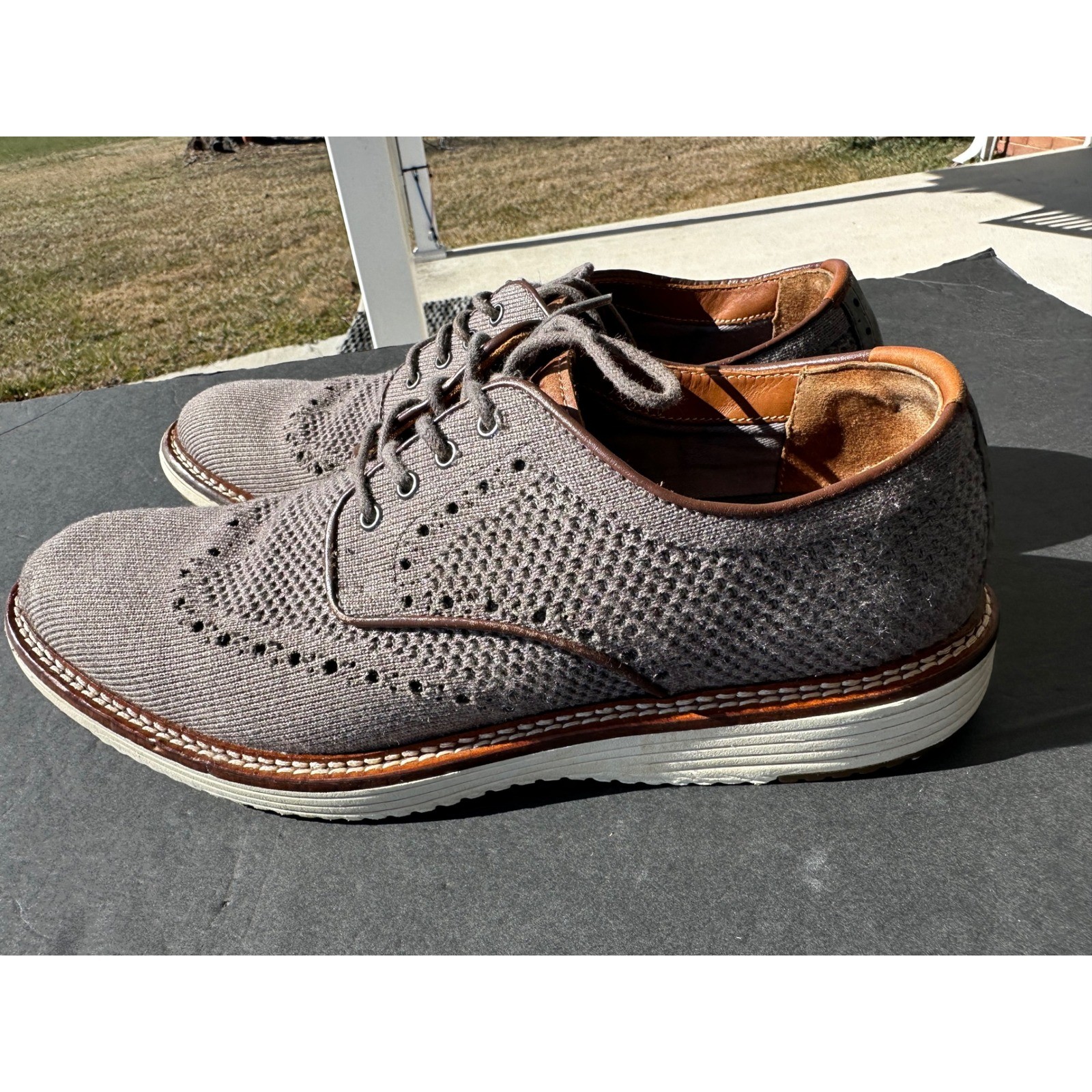 Johnston & Murphy McGuffey Knit Wingtip Oxford Grey Mens 9.5M 20-5368
