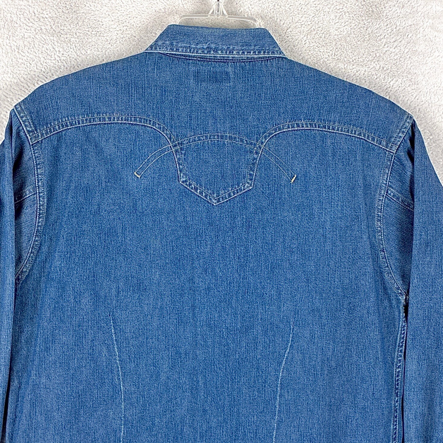 VTG Request Denim Shirt Mens S Snap Preppy Western Yoke Cowboy Workwear 90s