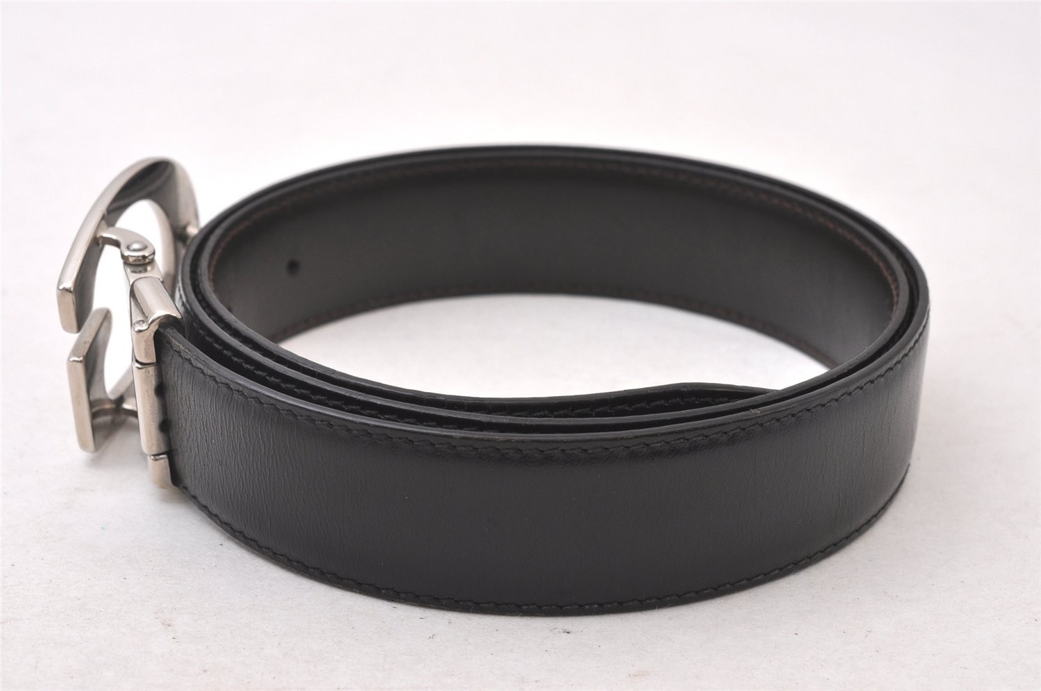 Authentic GUCCI Vintage Belt Leather Size 77-82cm 30.3-32.3″ Black 869AA