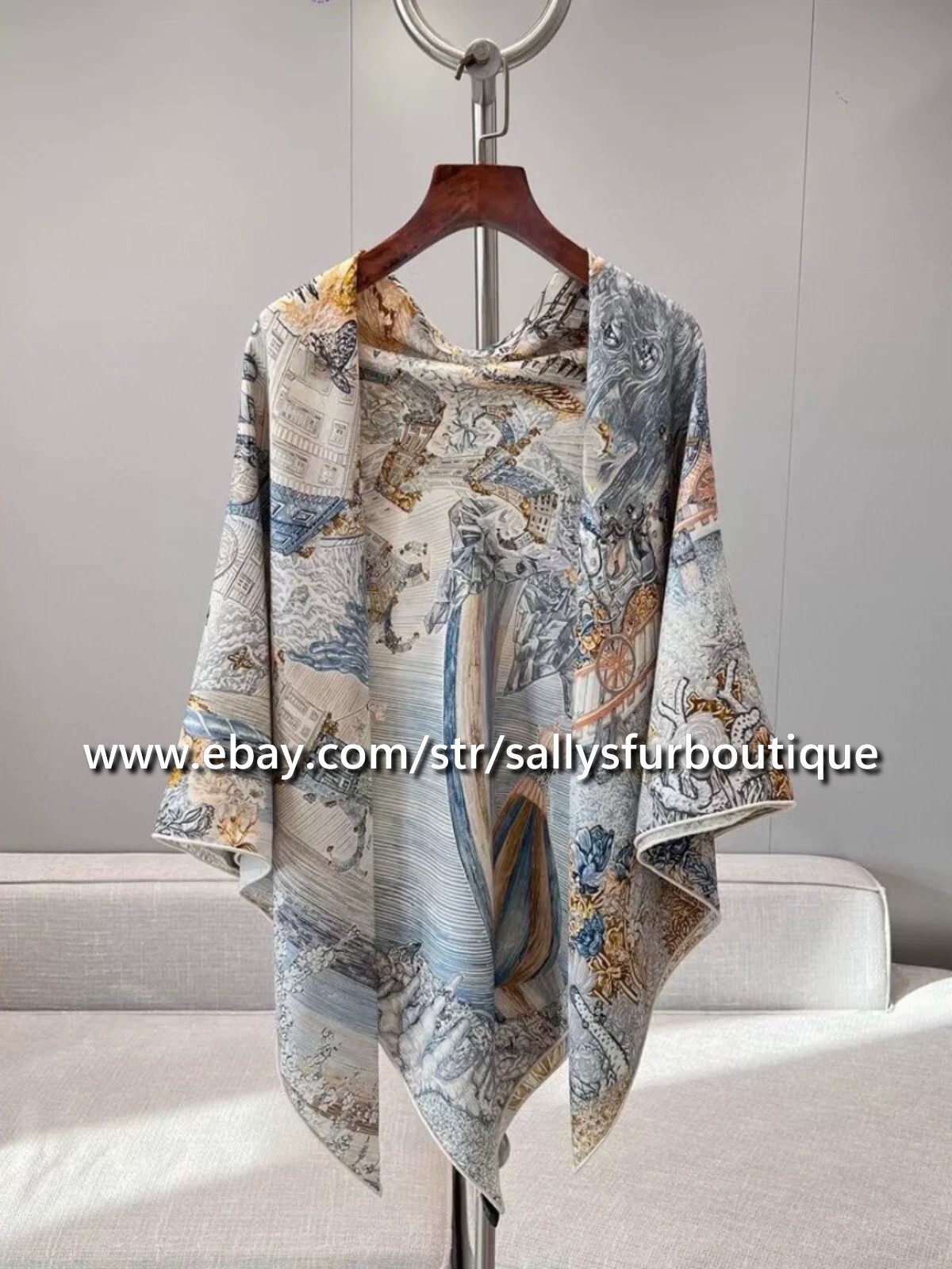 Boutique 80% Cashmere 20% Silk Wrap Scarf Rainbow Print Square Shawl 53″