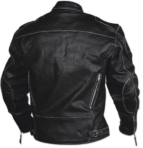 Men’s Motorcycle Cafe Racer Biker Vintage Retro Moto Distressed Leather Jacket