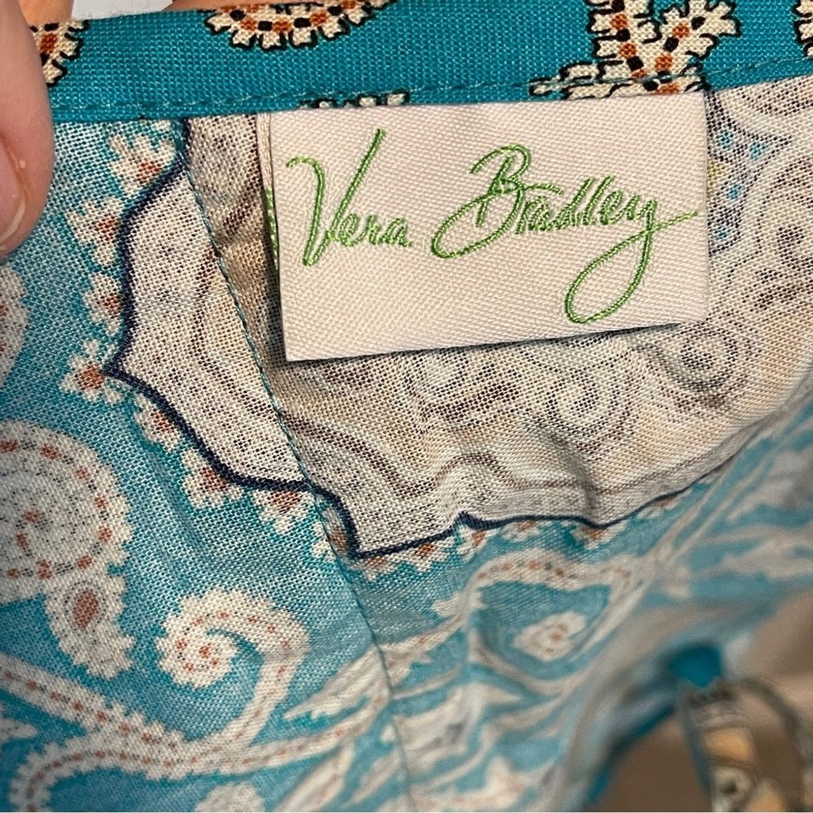 Vera Bradley Turquoise and White Paisley Cotton Apron