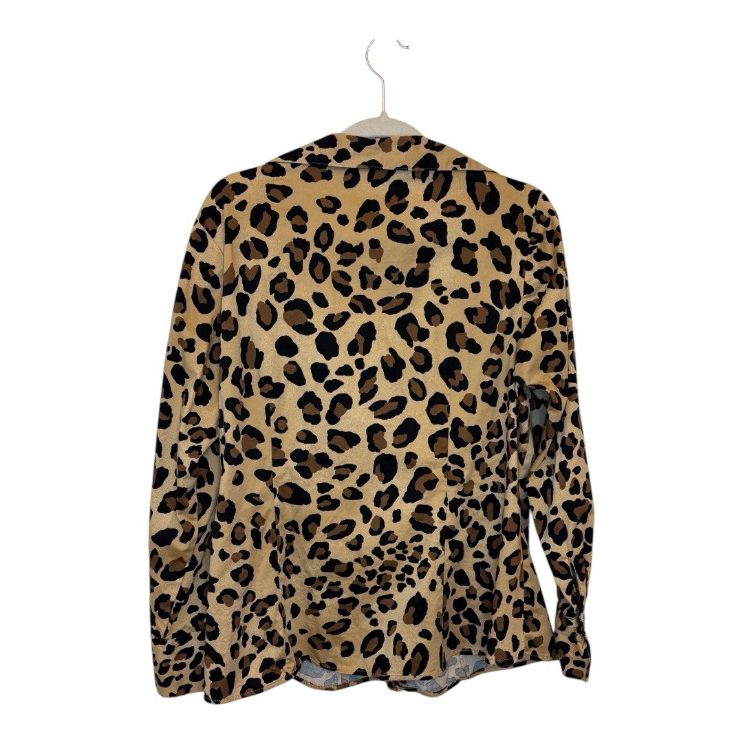 Lane Bryant Leopard Print Button Down Blouse Stretch Animal Print Top Size 18