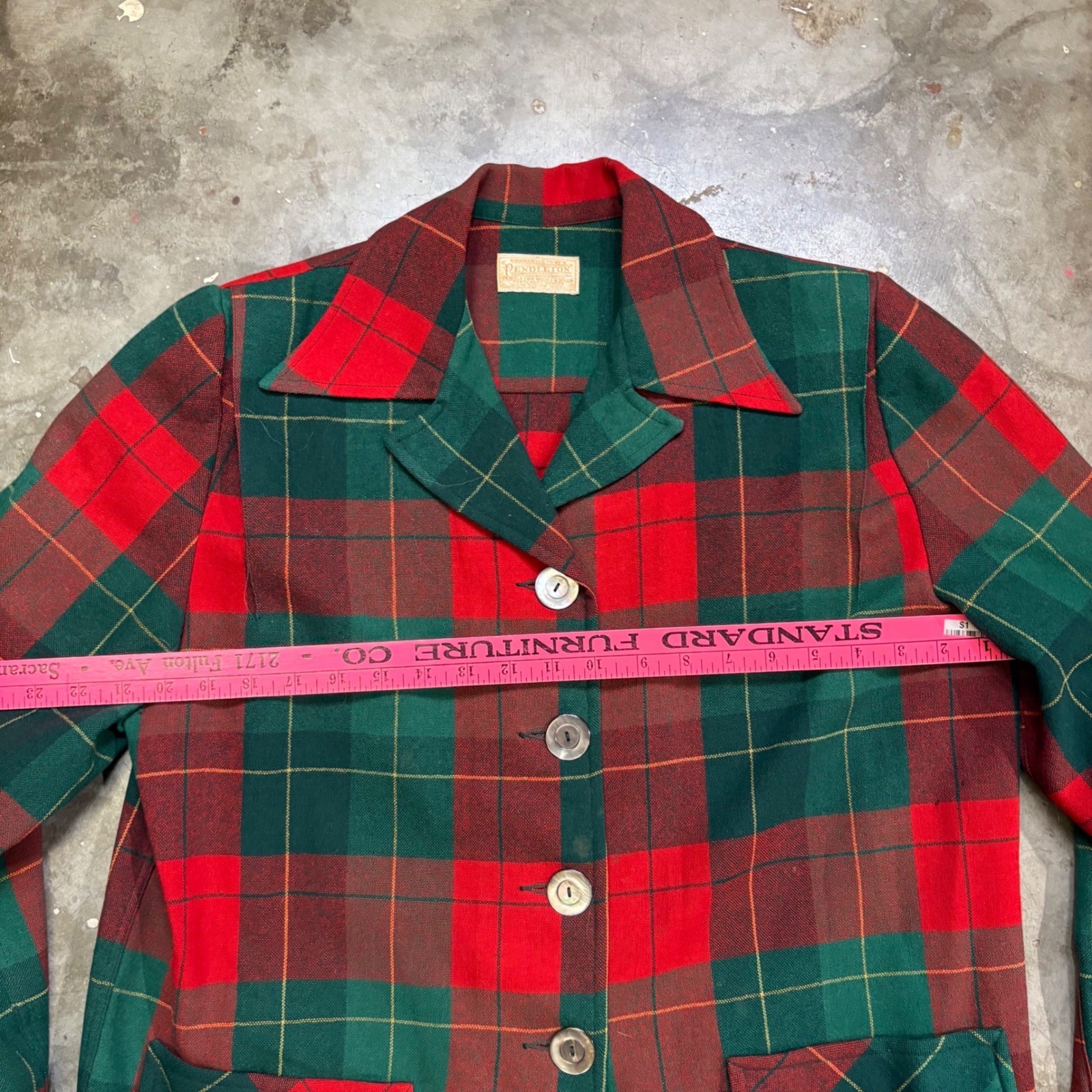 Vintage Pendleton Wool Plaid Jacket Womens 12 Red Green Tartan Button Up Blazer