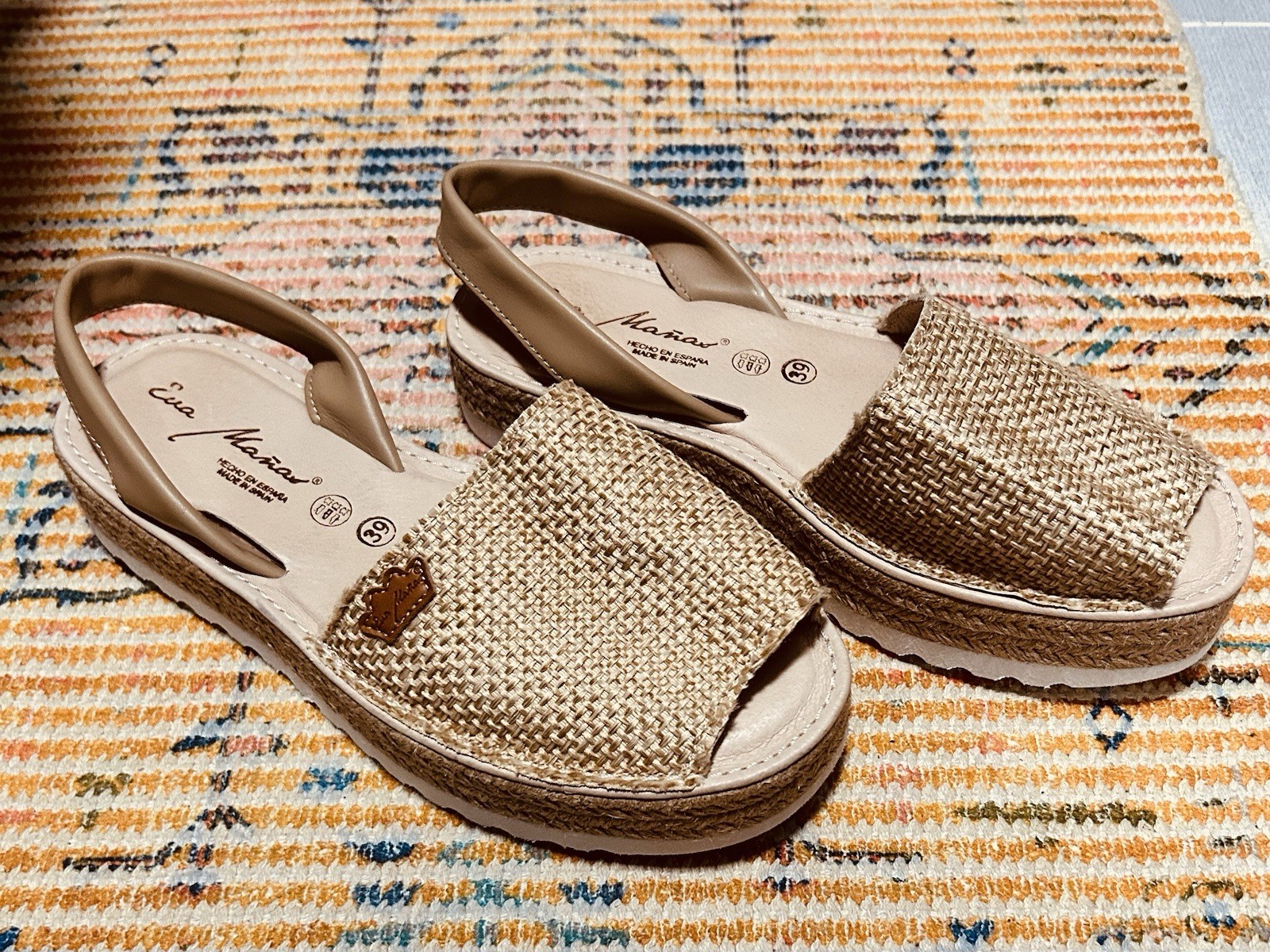 Eva Mañas Platform Espadrille Sandals Raffia Slingback Beach Open Toe 39