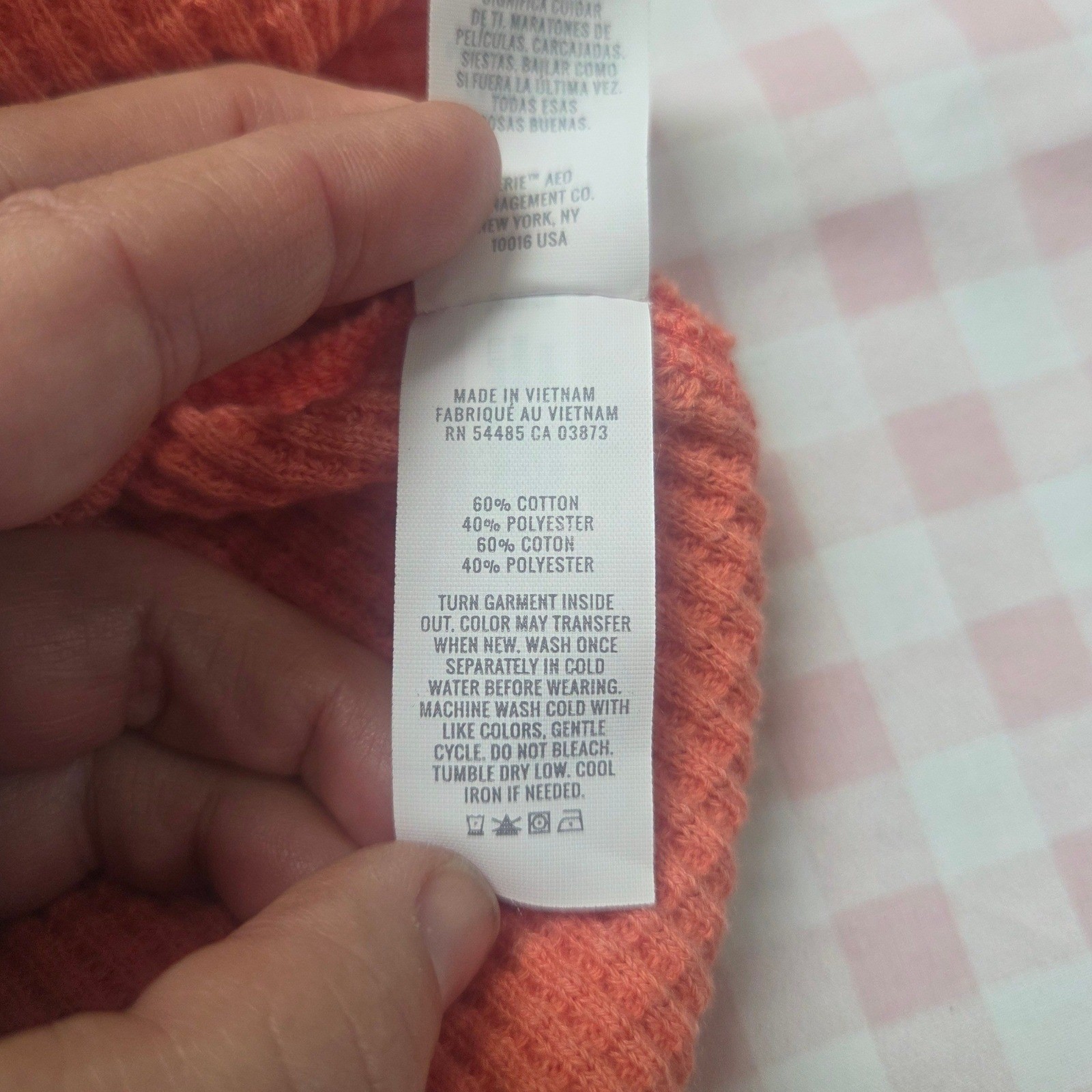 Aerie Lumber Jane Waffle Knit Oversized Button Down Shirt Shacket Coral Rust XS