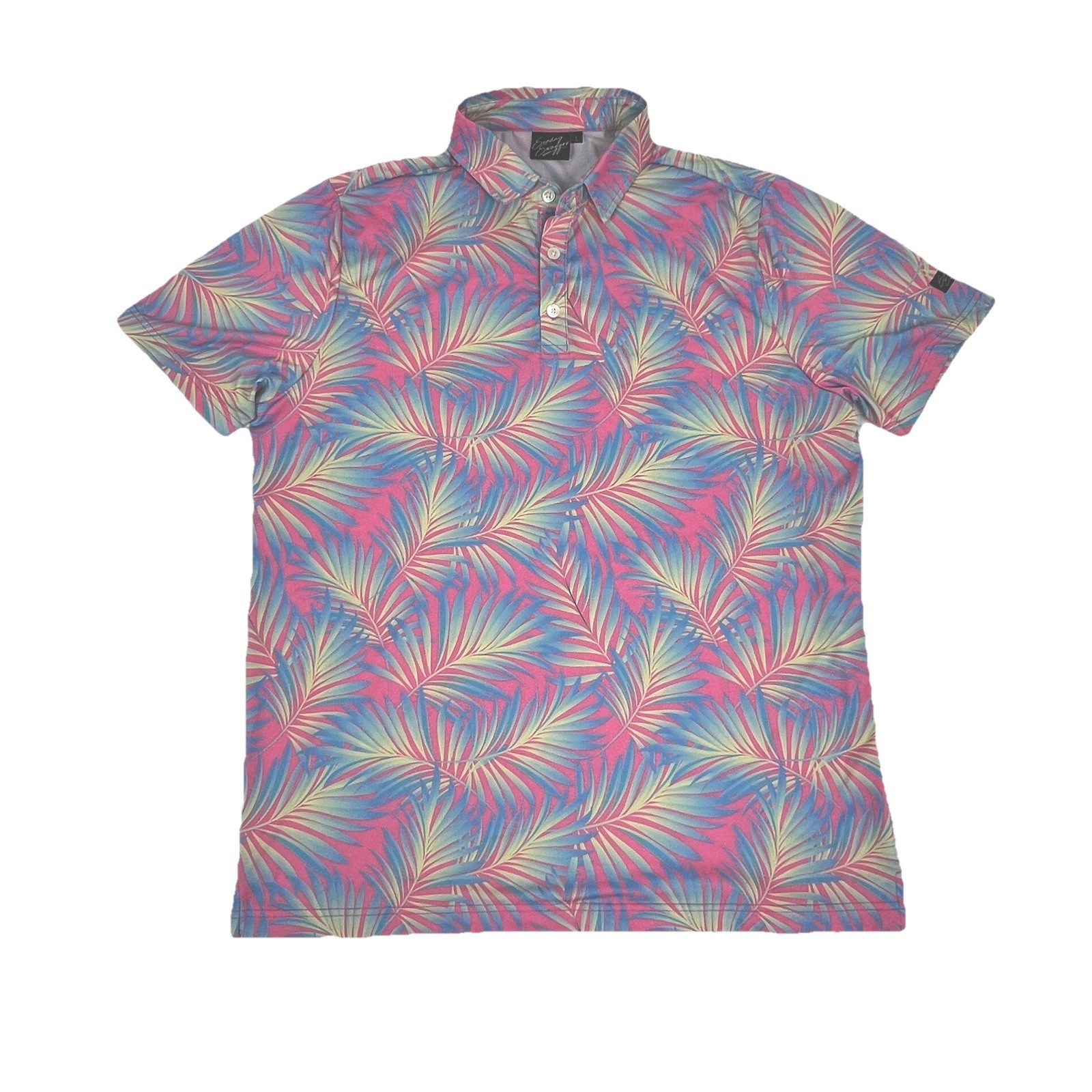 Sunday Swagger Maldives Men’s L Polo Shirt Palm Leaf Tropical Performance Neon