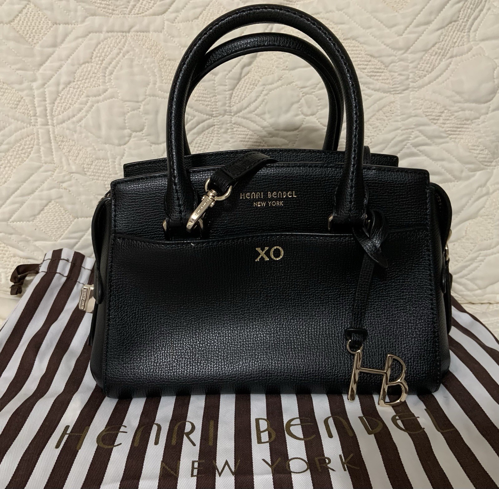 HENRI BENDEL W57th Black Mini Carryall Leather Crossbody Bag