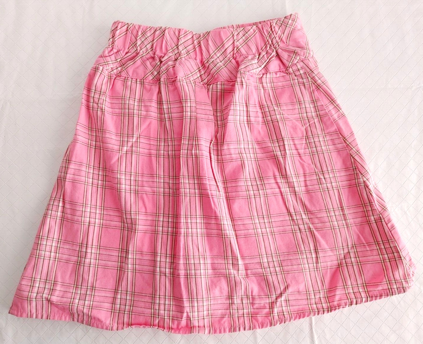 Healthtex Skort Wide Waistband w/ Back Elastic Pocket & Heart Pnk Plaid 8 #15525