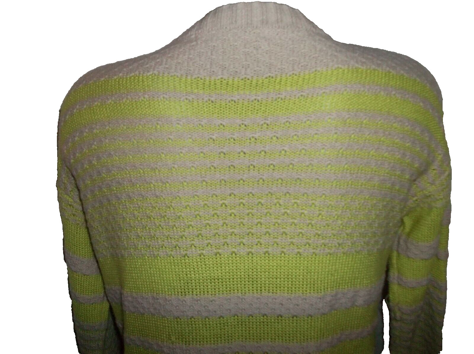 LOVE BY DESIGN Beige/Lime Open-Front Cardigan, Size XS–Small, Cotton/Acrylic