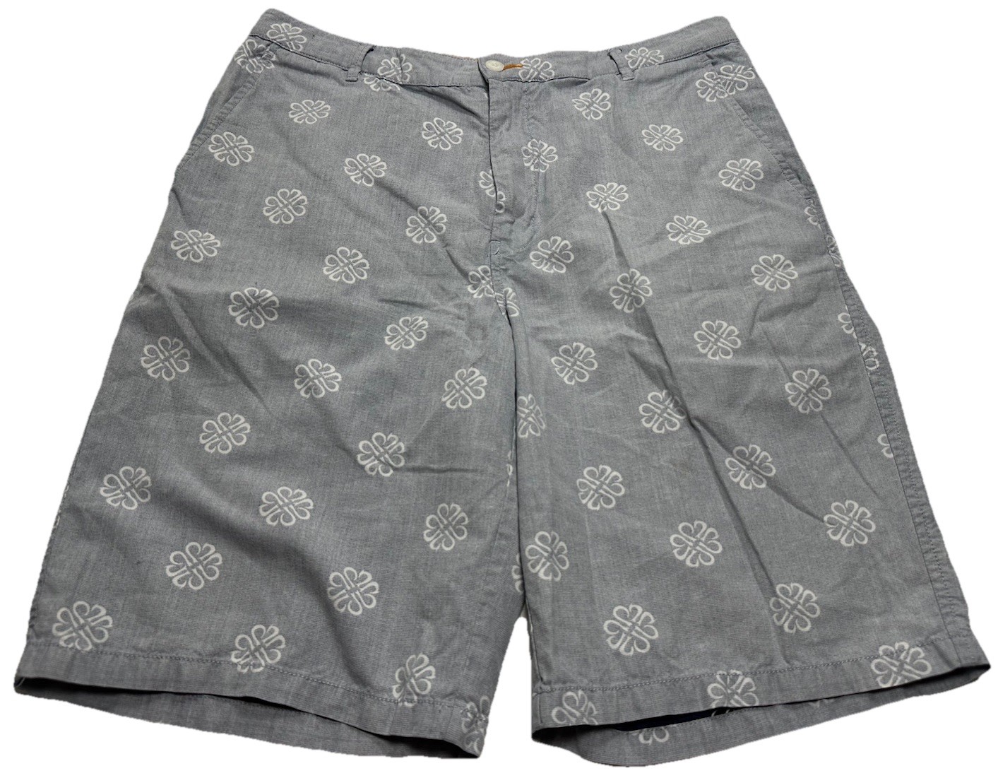 Men’s Reyn Spooner Floral AOP Chino Shorts 10″ Size 34 Grey White