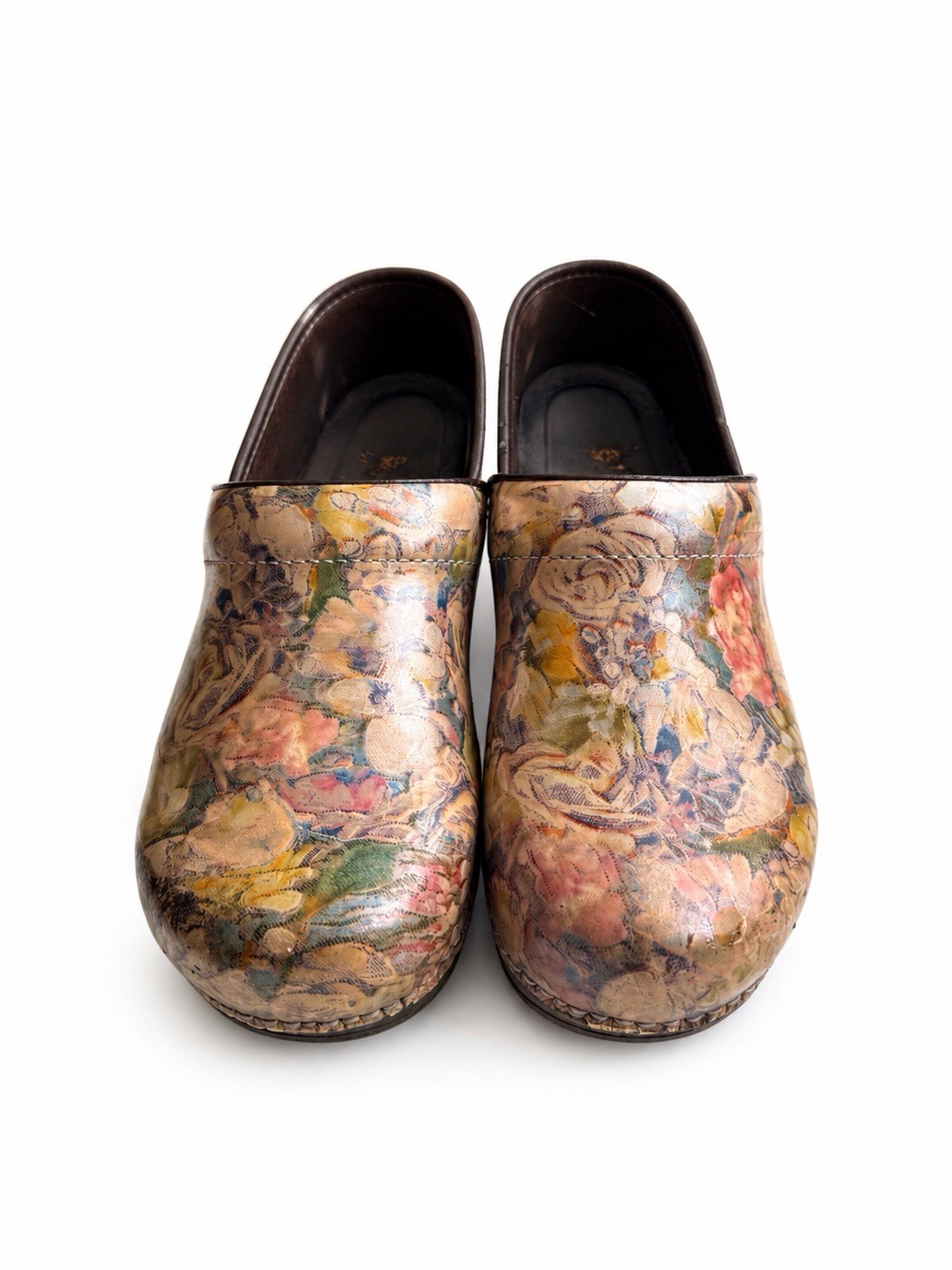 Dansko Professional Floral Leather Clogs Slip-On Slip Resistant EU 40 US 9.5