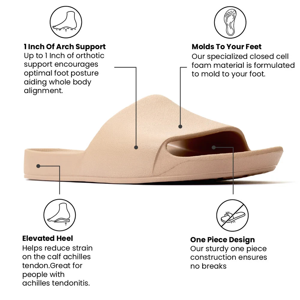Archies Arch Support Tan Unisex Slides NEW With Tags