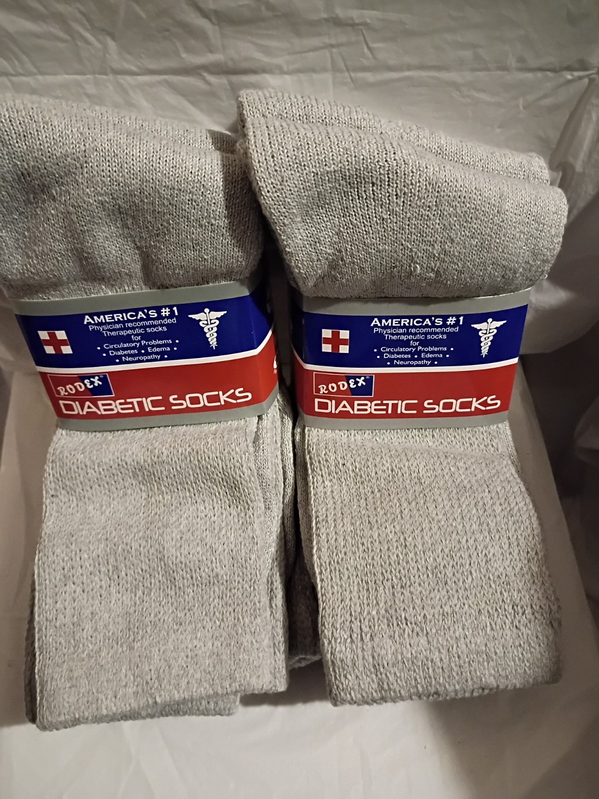 Rodex Therapeutic Crew Socks Gray Men’s Size 10-13 6 Pairs Cotton Blend