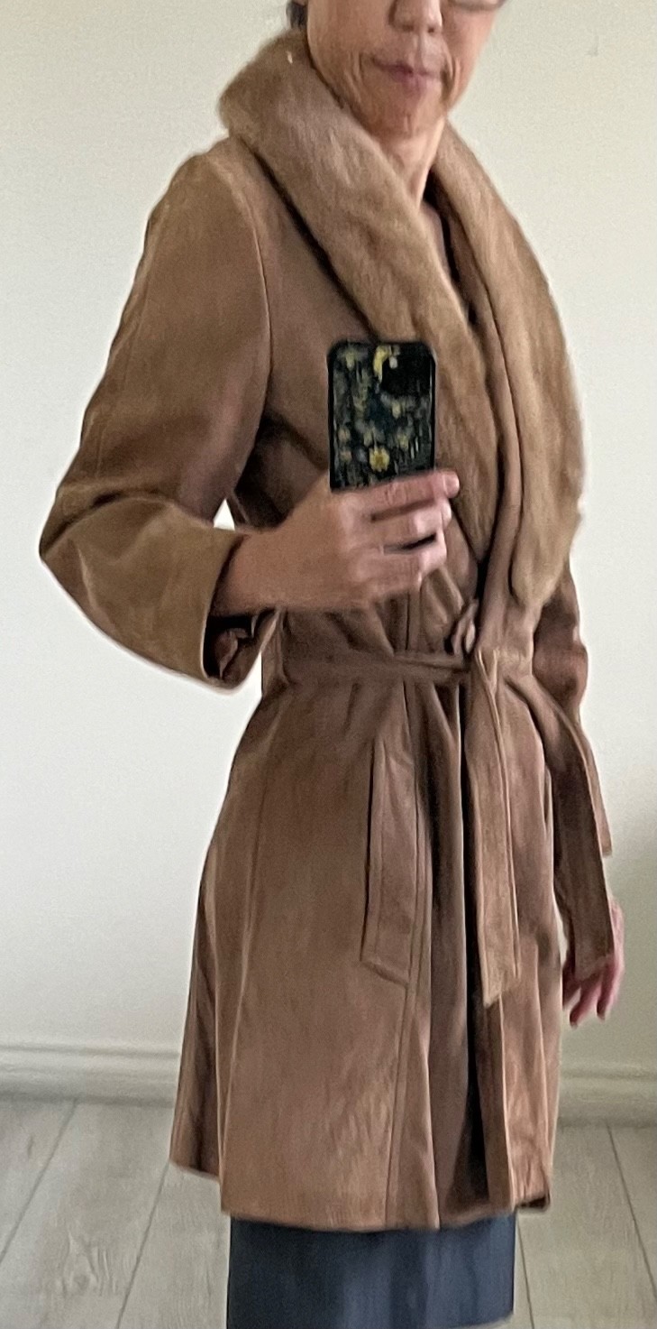 Vintage Leathers by New England suede coast with faux mink collar