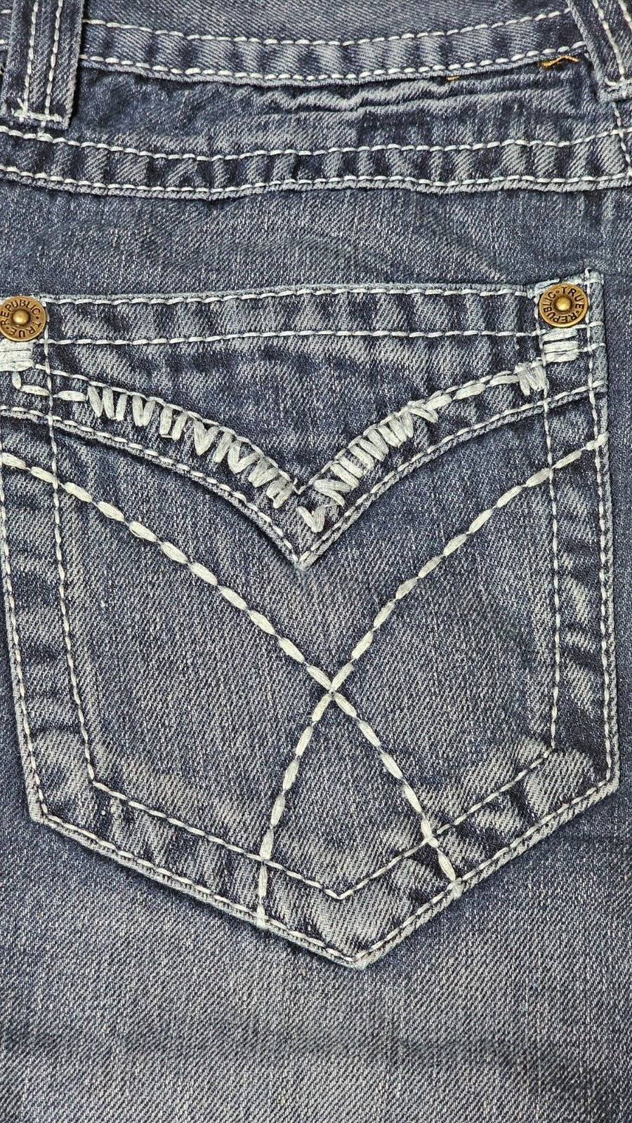 True Republic Brand Men’s Classic Slim Fit Dark Blue Faded Denim Jeans