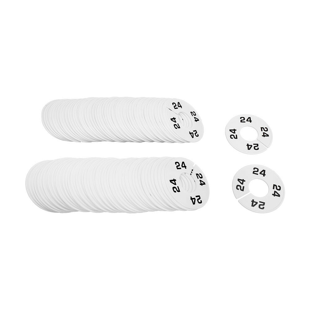 10 PCS WHITE 3-1/2″ Round Plastic SIZE 24 Dividers Hangers Retail Clothing Rack