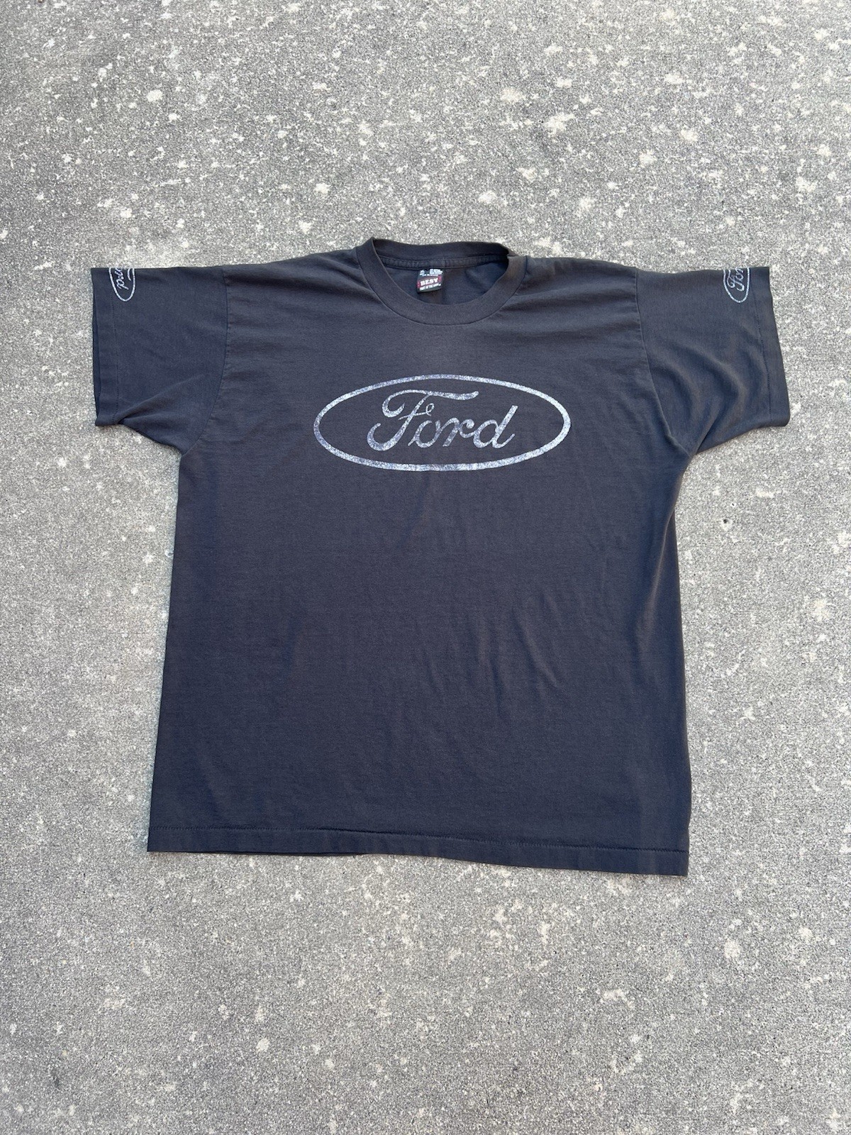Faded Distressed Vintage 90s Single Stitch Ford Oval Logo T Shirt Black XL FOTL