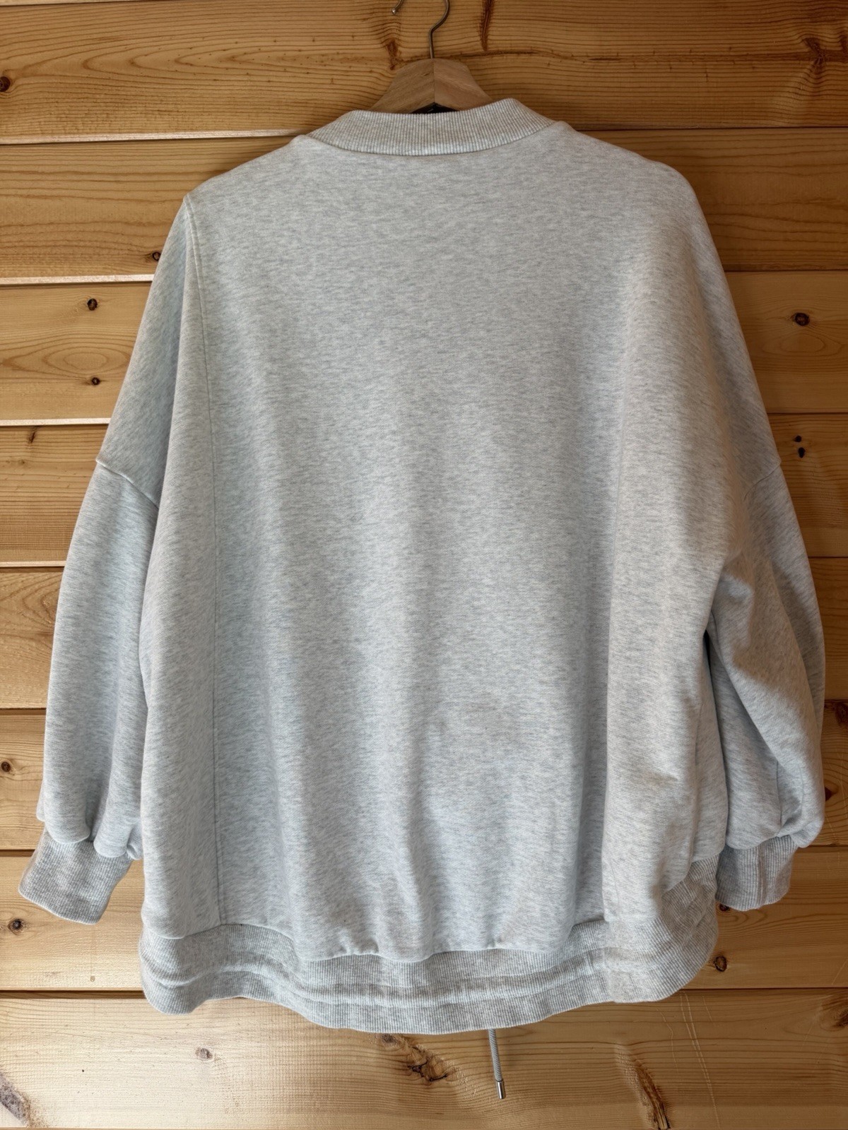 Nap Loungewear Gray Drawstring Hem Cotton Pullover Sweatshirt Cozy Hi Low Sz Lg