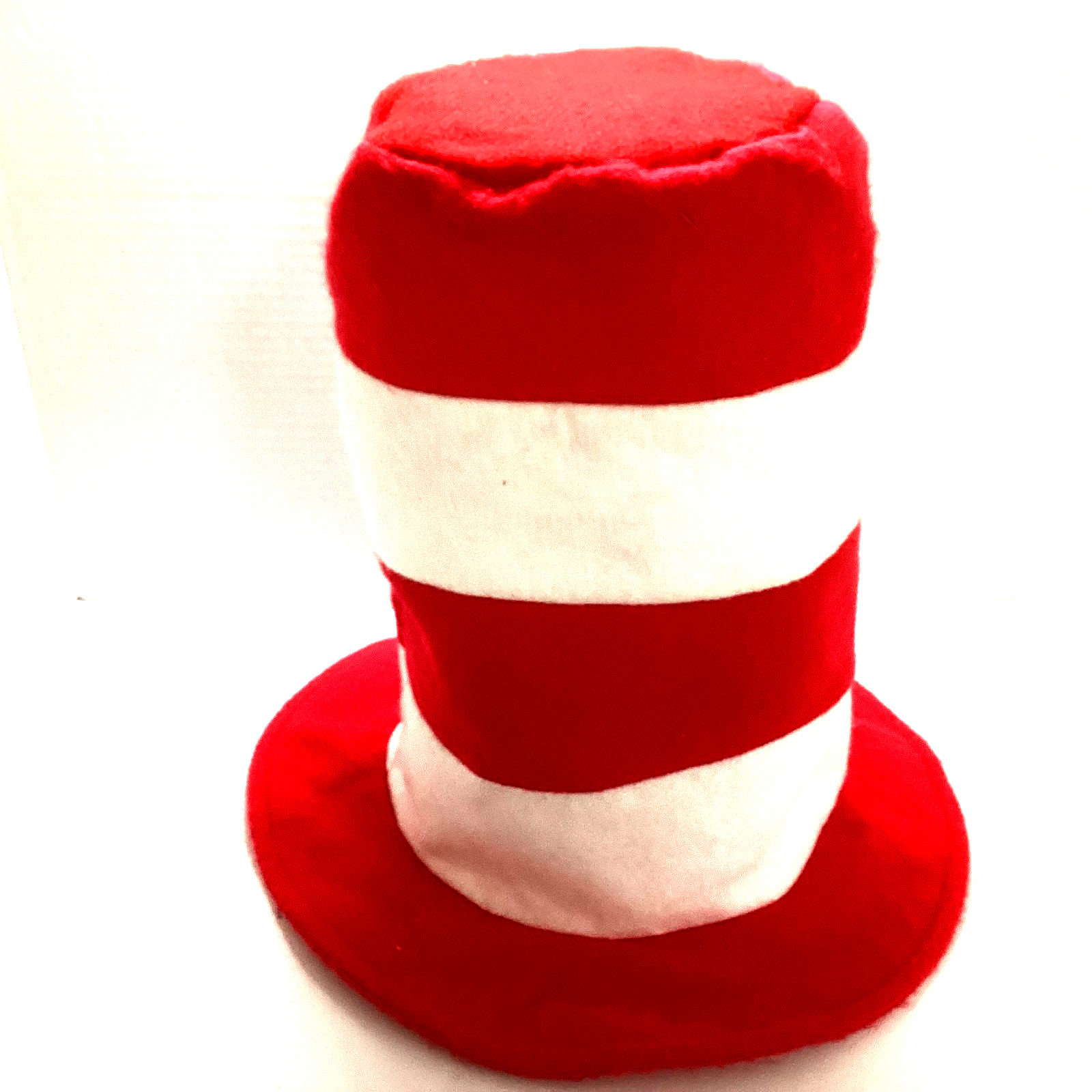 CAT IN THE HAT DESIGNED TALL RED AND WHITE FELT HAT 11″ TALL