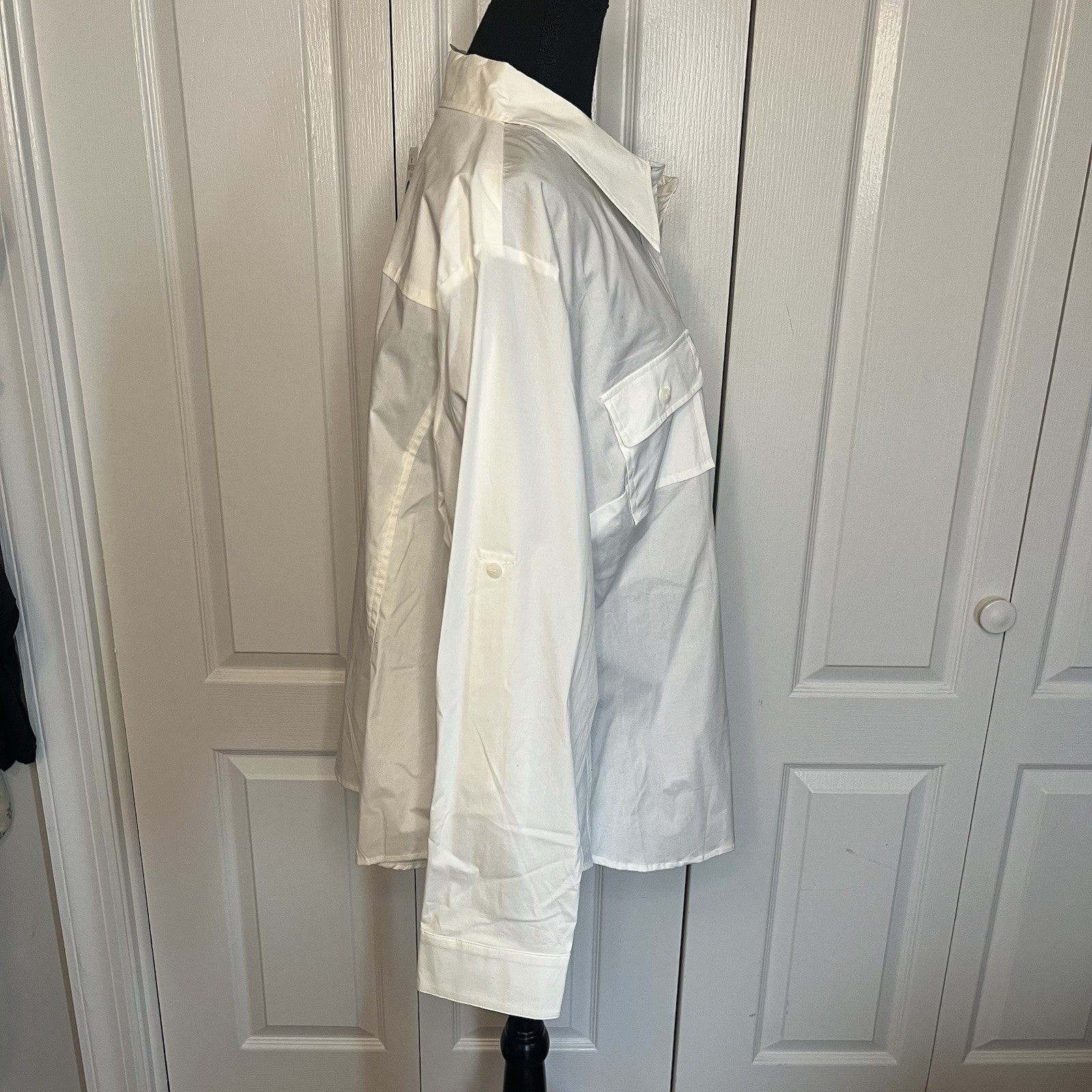 NWT TravelSmith Womens 3X White Button Shirt Nanotex Spill Resistant Cotton