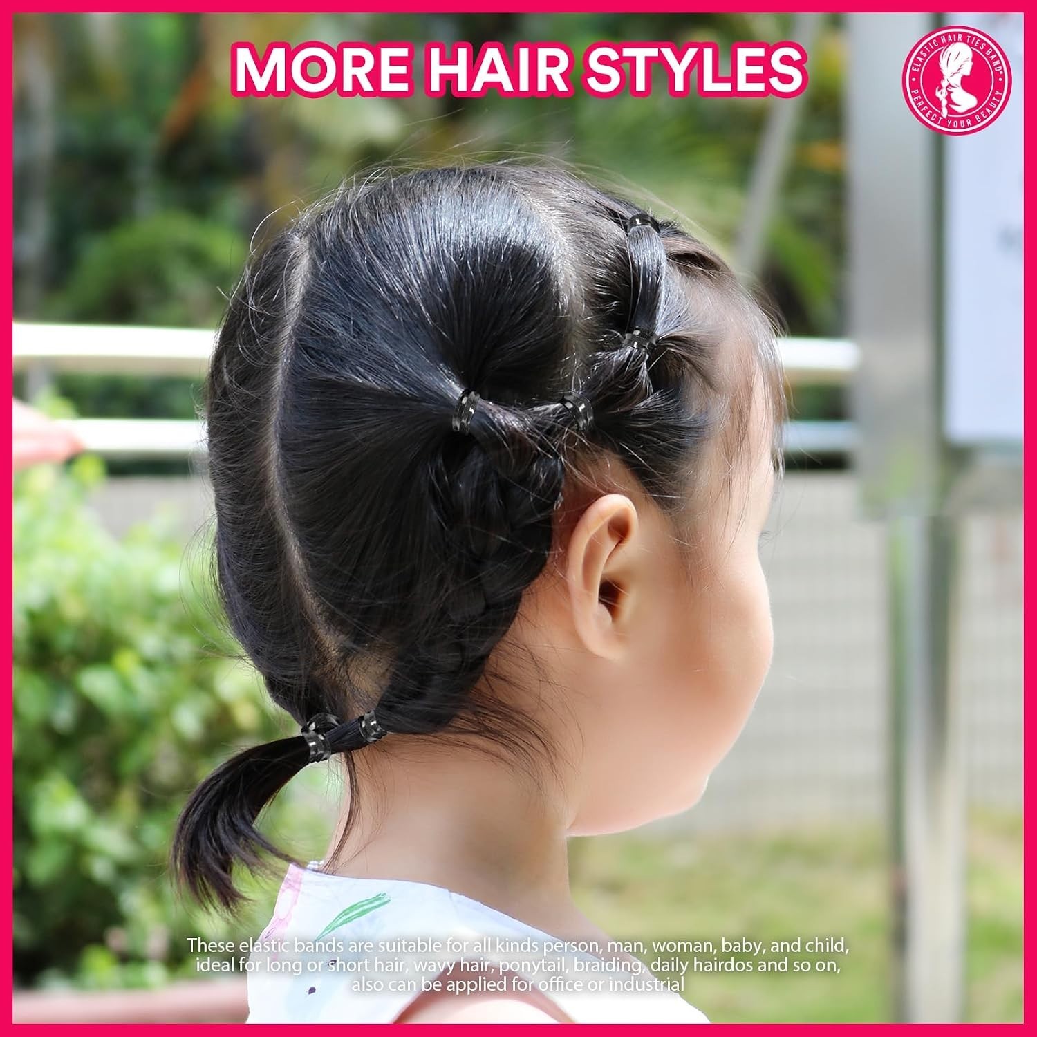 Elastic Hair Ties – 2000 Soft Black Rubber Bands for Kids’ Braids & Ponytails