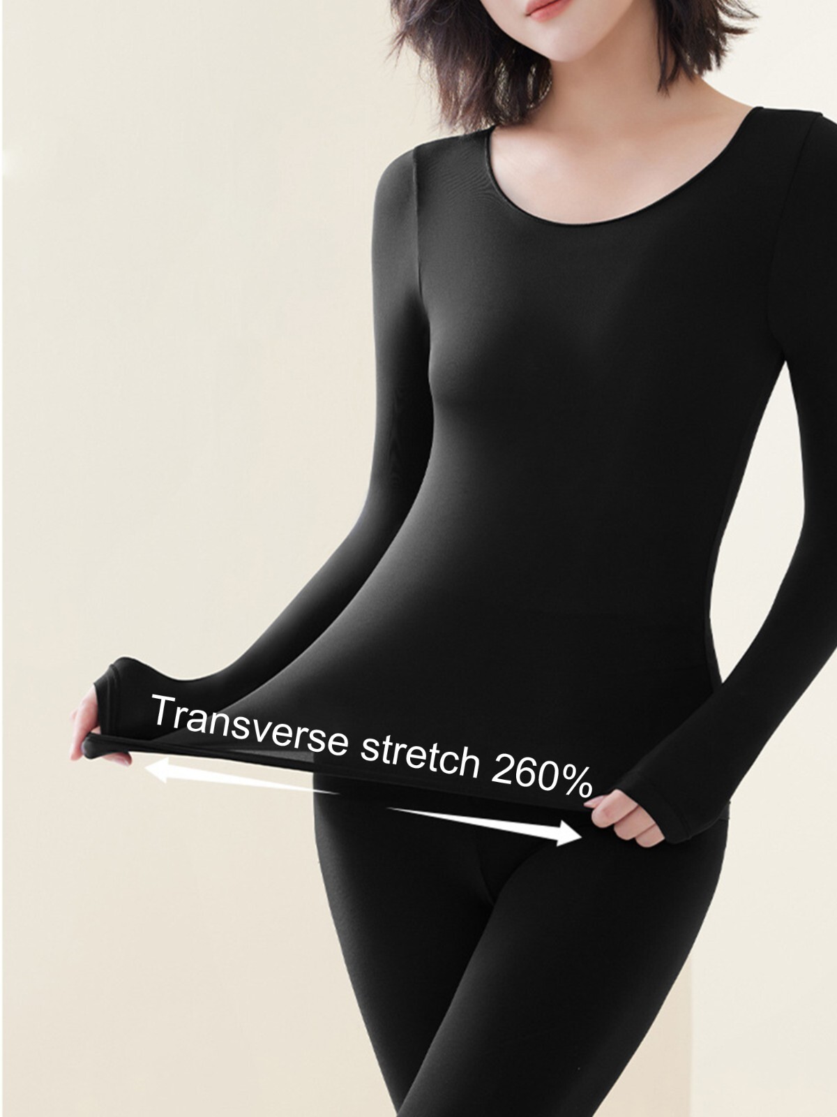 Women Super Thin High Elasticity Thermal Long Johns Underwear Top&Bottom 2PC Set